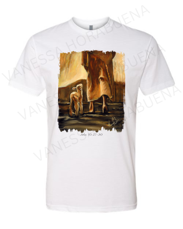 My Sheep Listen to My Voice - Fall Edition - Unisex T-Shirt Poly-Blend Vanessa Horabuena Short Sleeve White Small