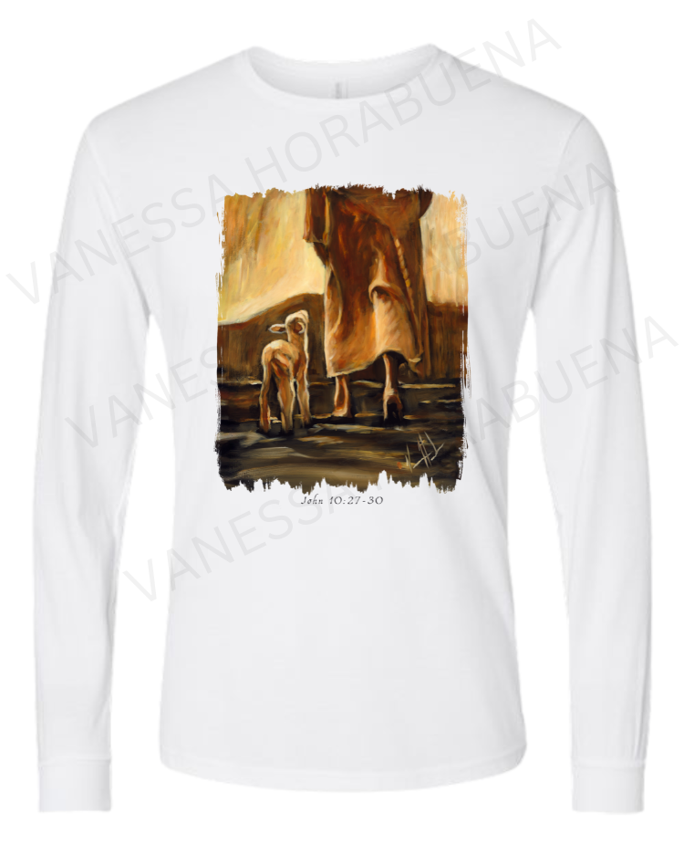 My Sheep Listen to My Voice - Fall Edition - Unisex T-Shirt Poly-Blend Vanessa Horabuena Long Sleeve White Small