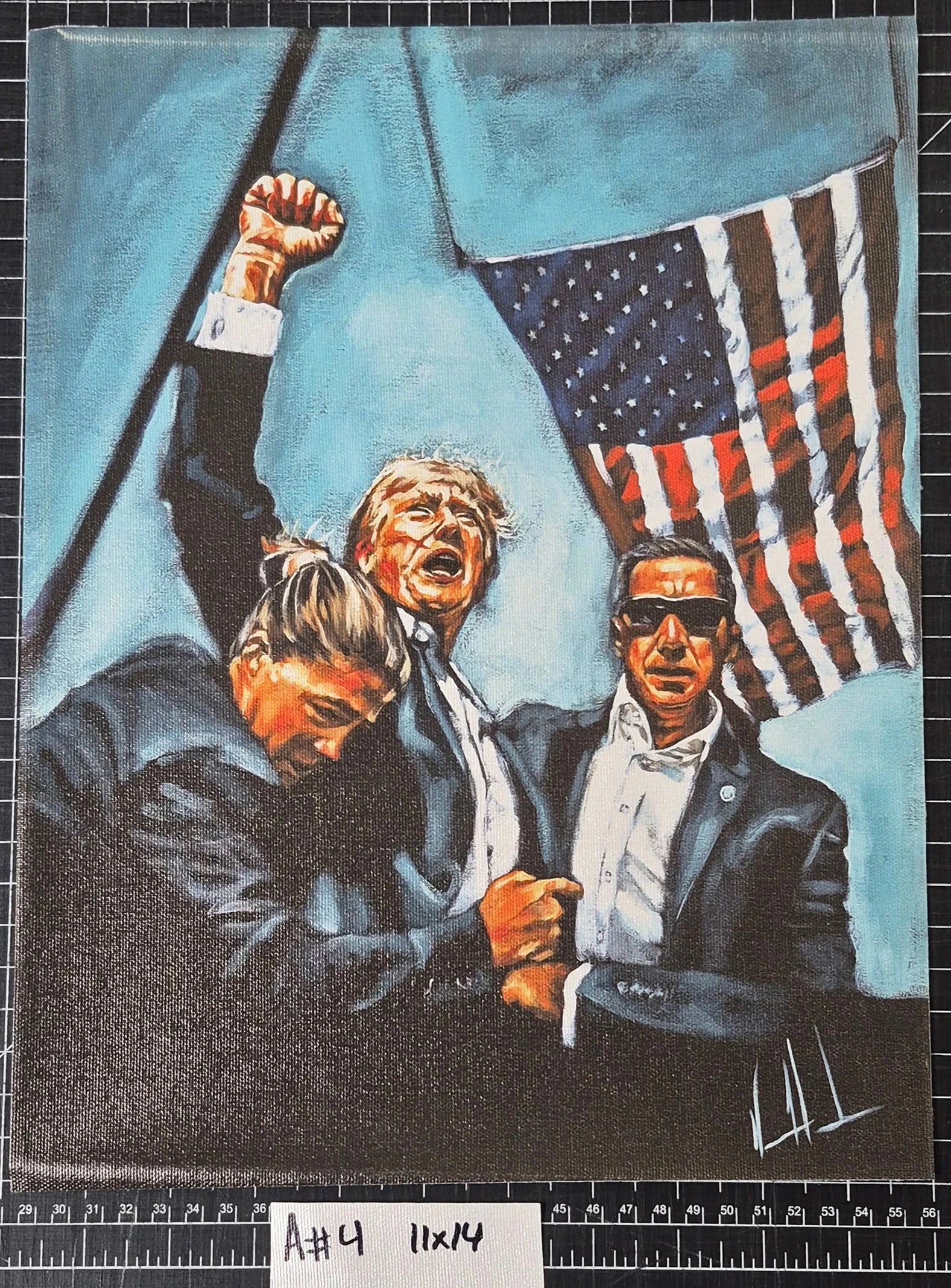 A#. 4 - Never Surrender (Blue Background) - 11"x14" Canvas Print Vanessa Horabuena