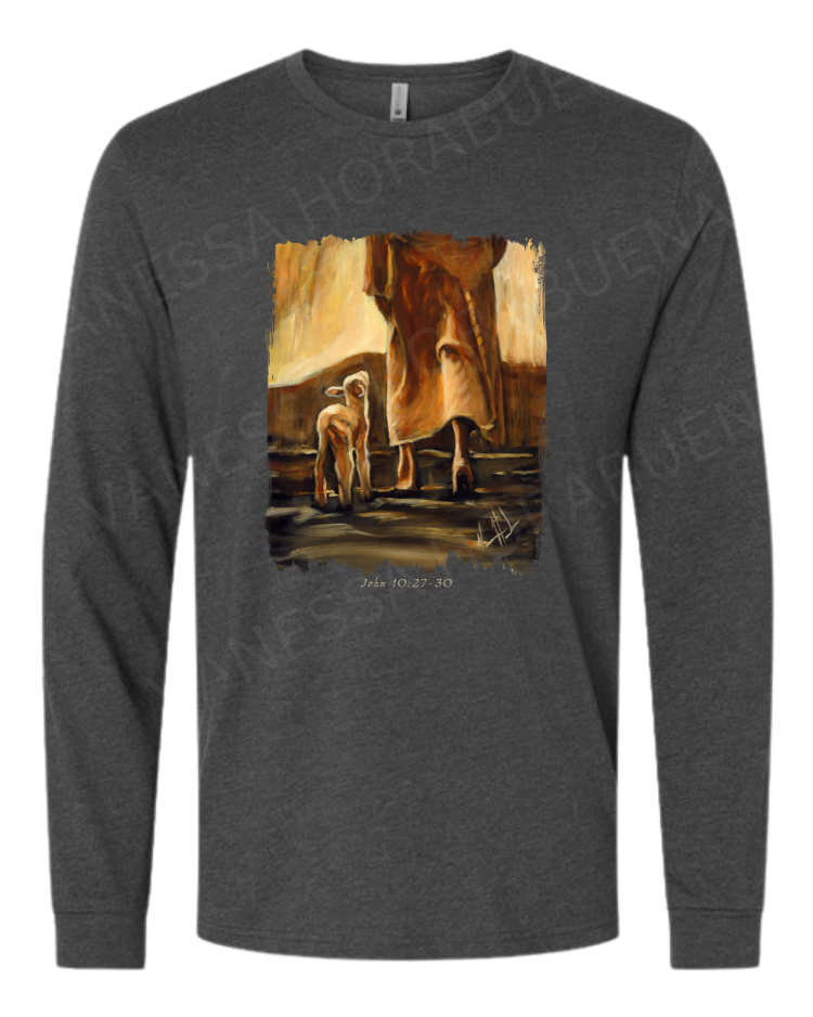 My Sheep Listen to My Voice - Fall Edition - Unisex T-Shirt Poly-Blend Vanessa Horabuena Long Sleeve Charcoal Small