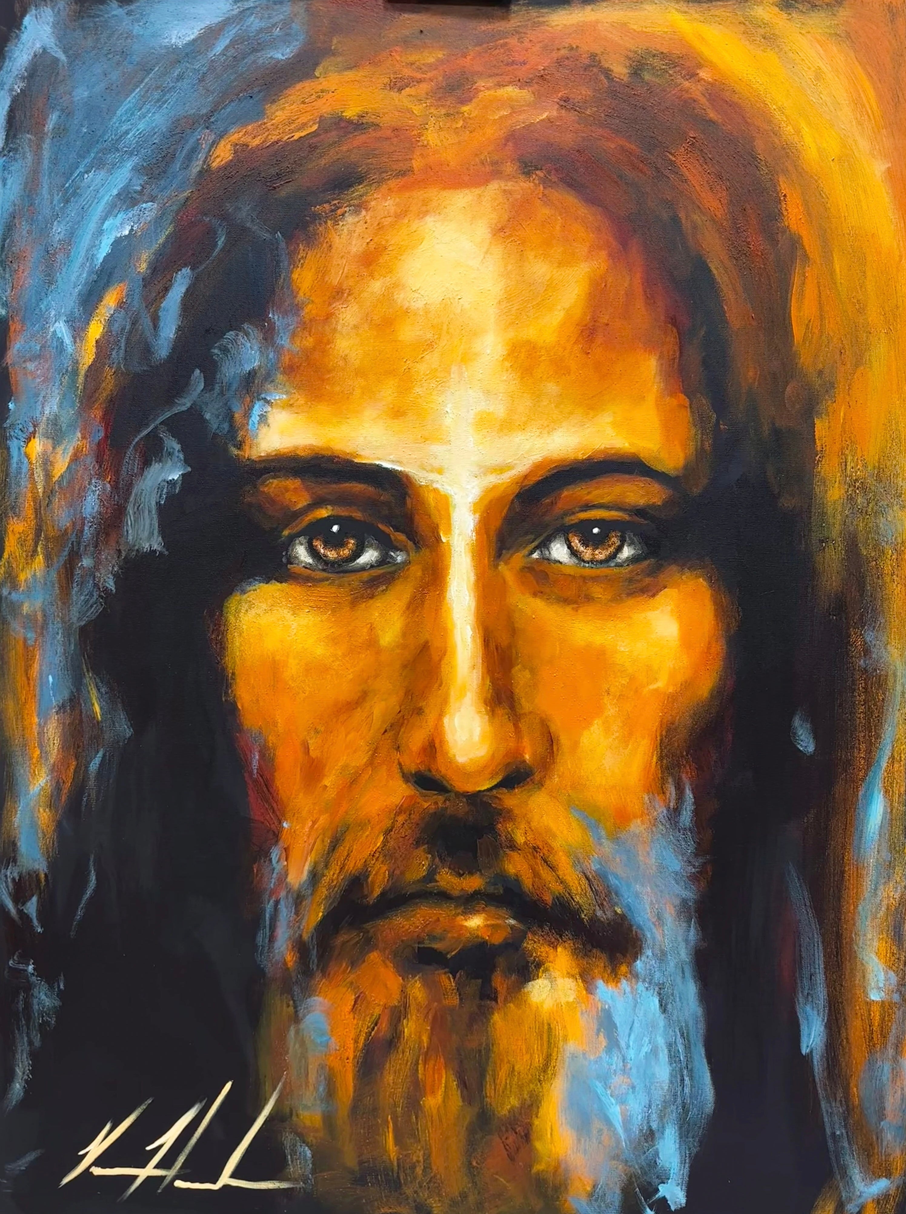 The Shroud of Turin - Peace in His Eyes - 36”x48” Original Acrylic Painting Original Painting Vanessa Horabuena