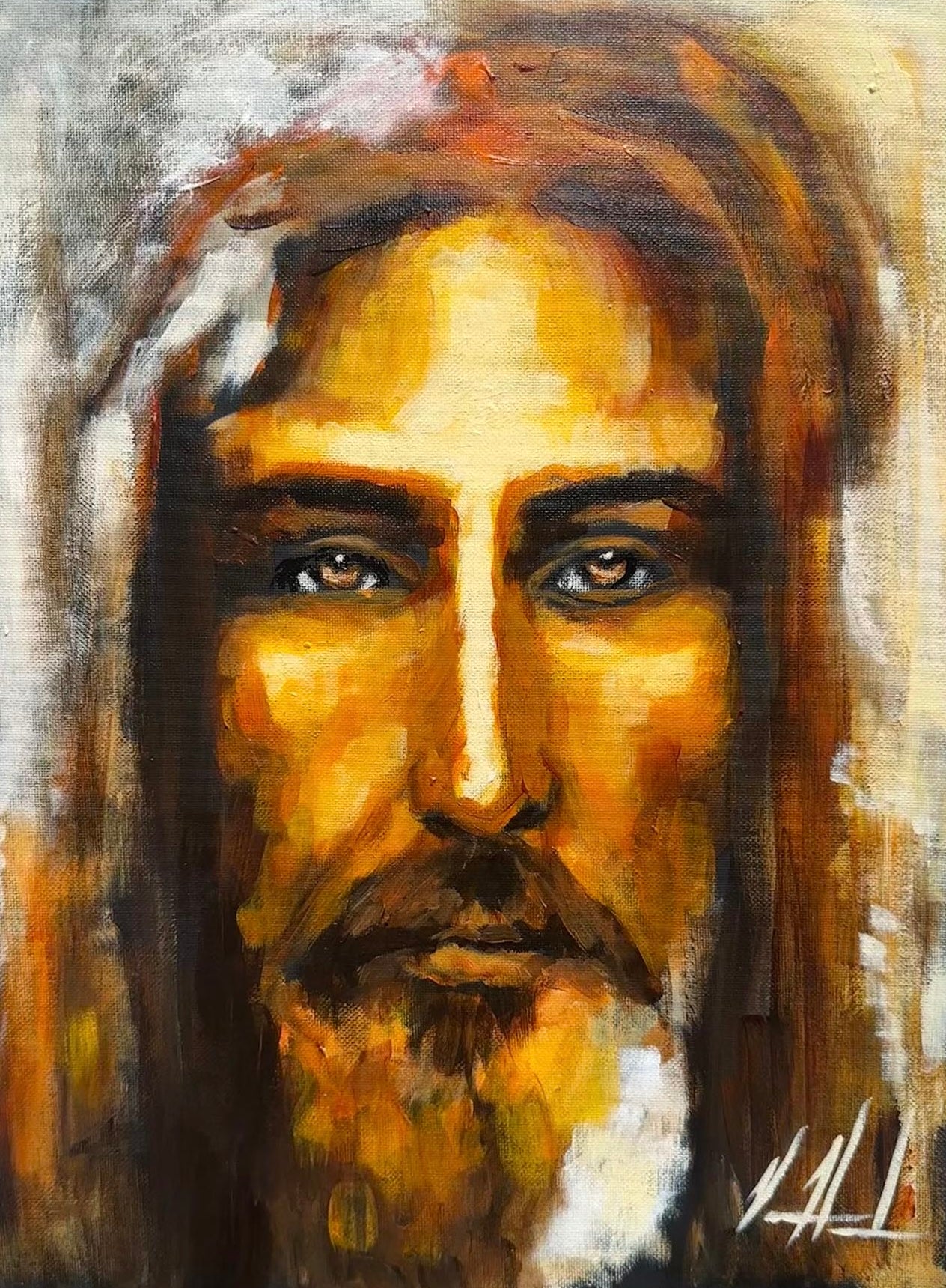 The Shroud of Turin - Resurrection Light - 12”x16” Original Acrylic Painting