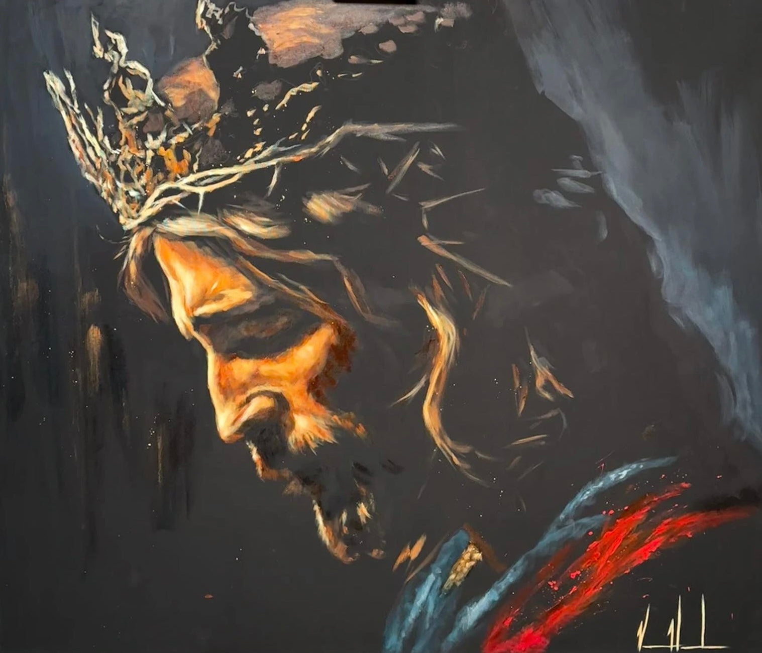 Glory is Our King - 39”x46” Original Acrylic Painting - Painted Live in Florence, Italy Original Painting Vanessa Horabuena