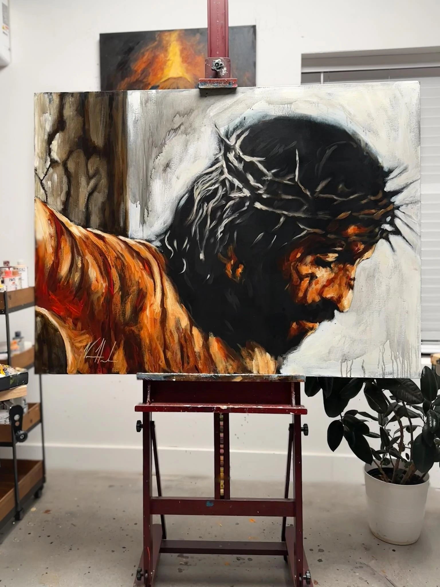 (DAMAGED & REPAIRED) By His Wounds, We Are Healed - 36”x48” Original Acrylic Painting- see details in description