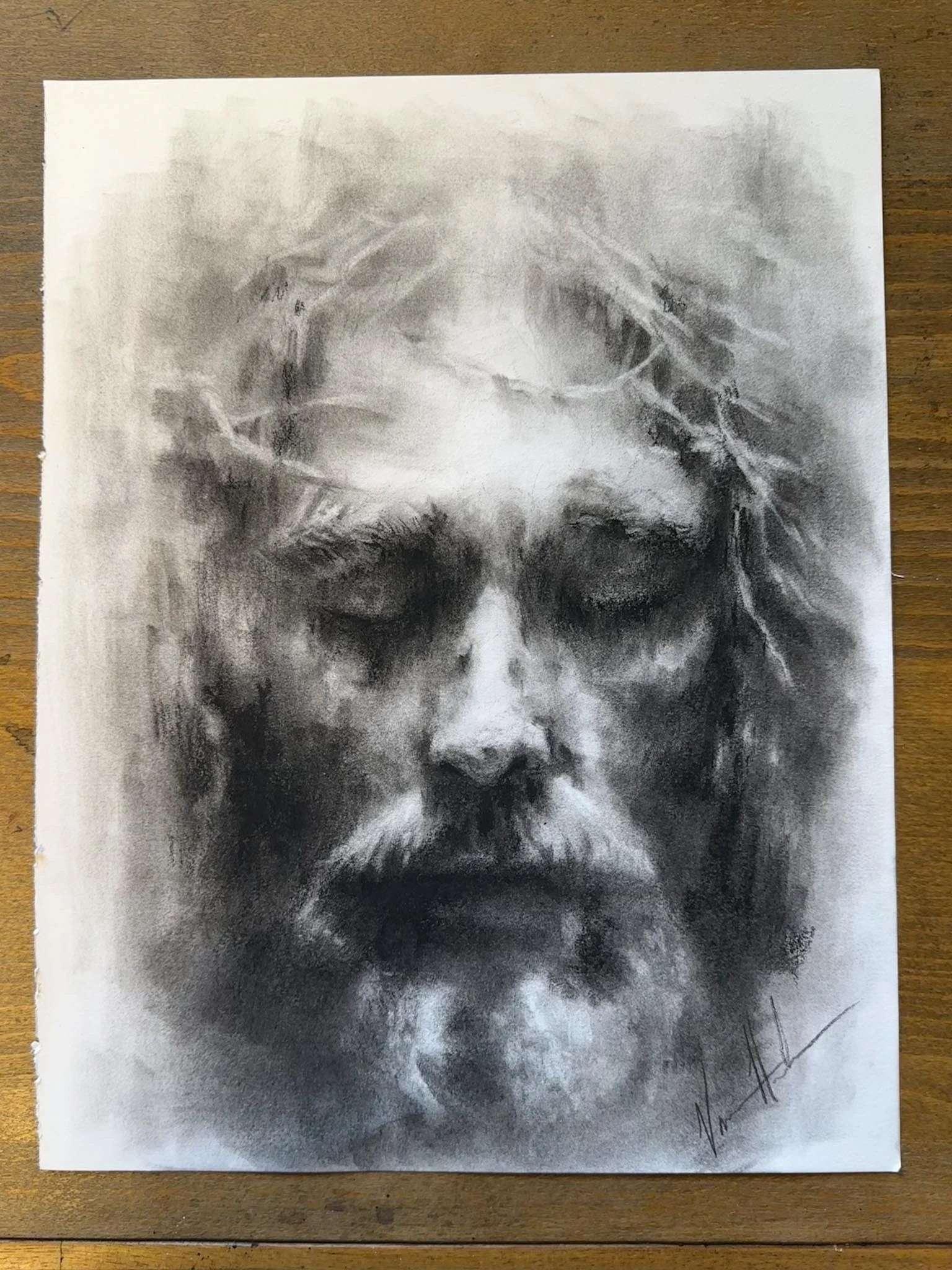 Light of the World - 11”x14” Original Charcoal Drawing Original Painting Vanessa Horabuena