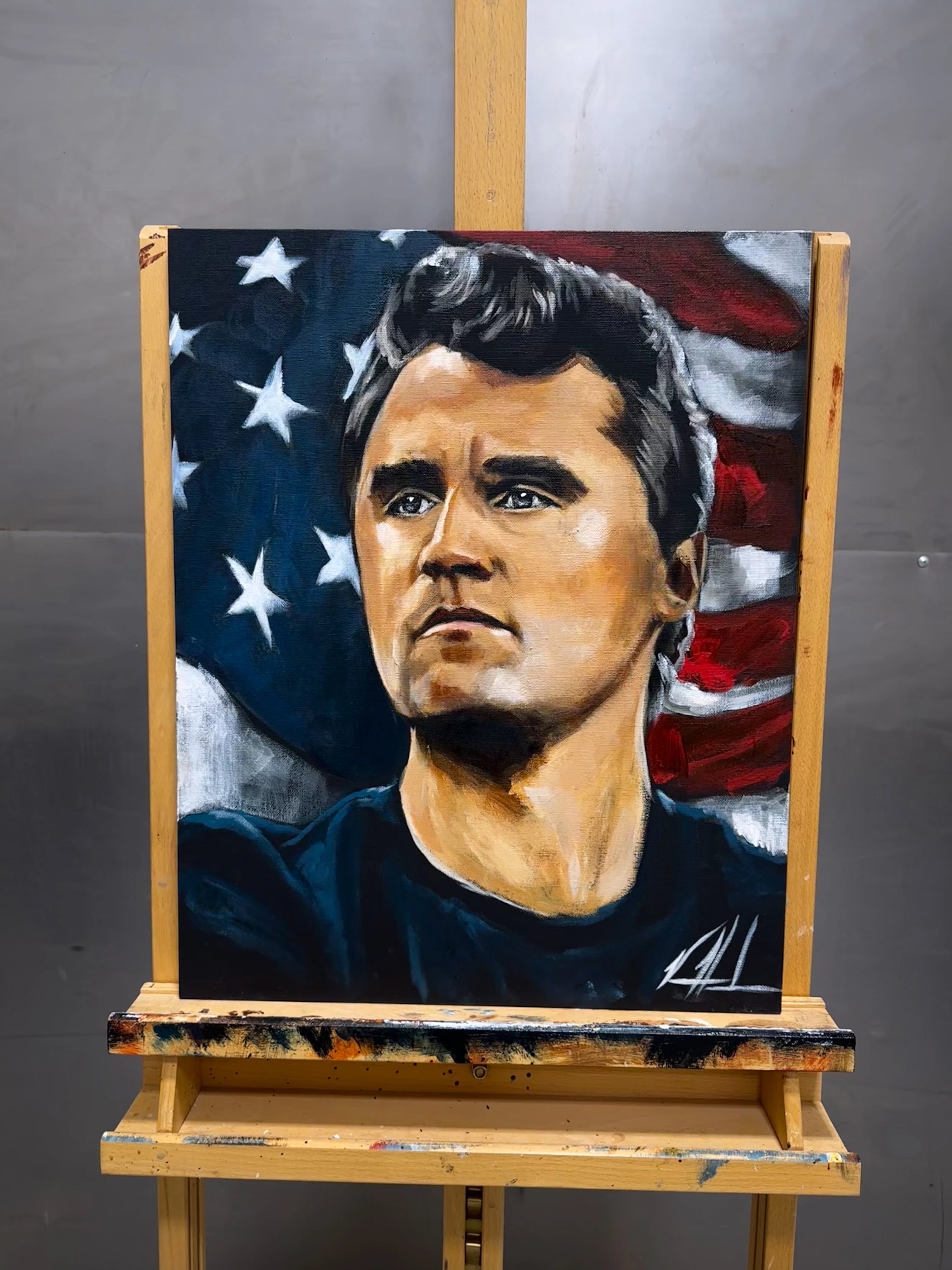 Charlie Kirk - The American Martyr - 16”x20” Original Acrylic Painting - Practice Painting #3 Original Painting Vanessa Horabuena
