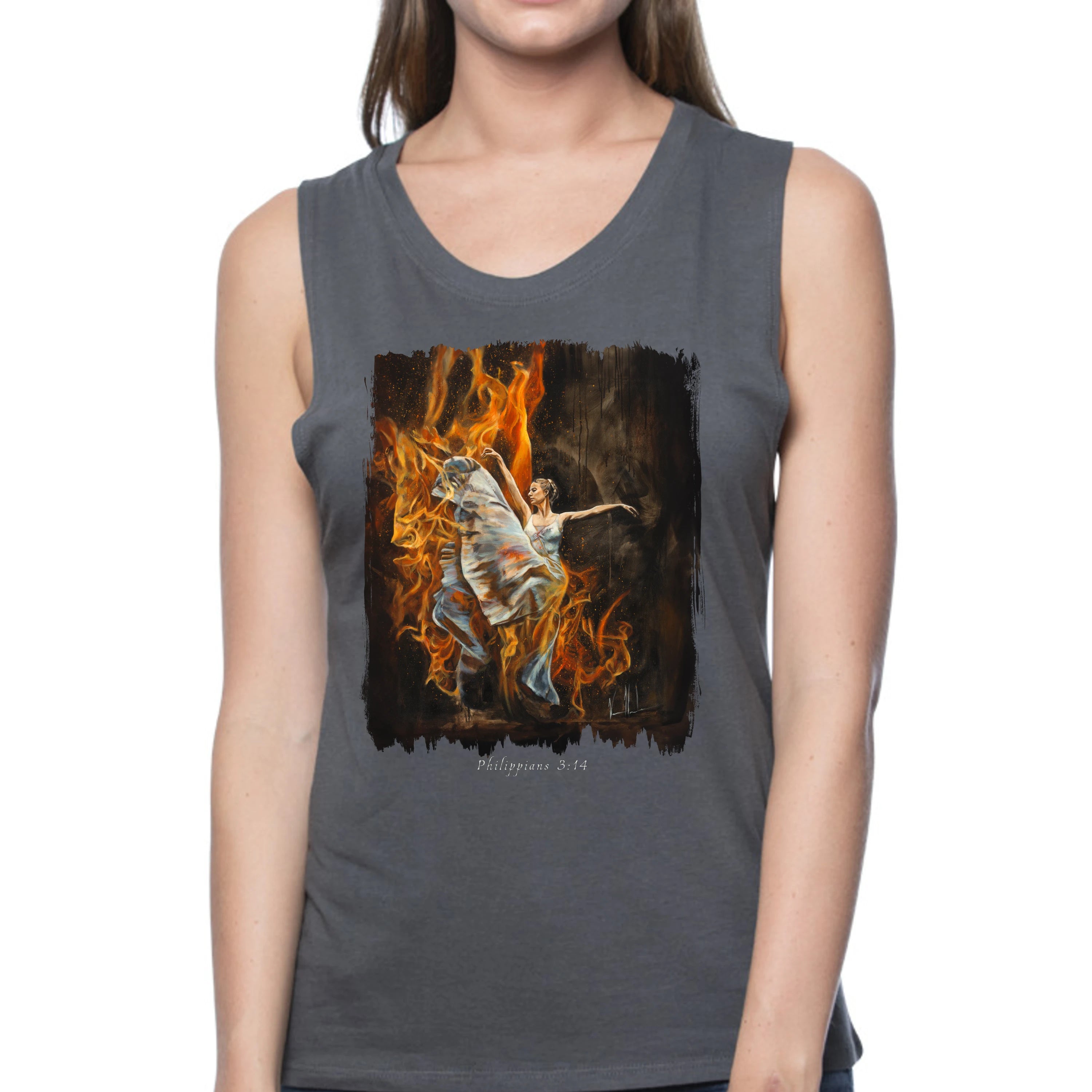 A Burning Flame Within - Women's Tank Top (Organic Bamboo) Organic Bamboo Vanessa Horabuena Short Sleeve Pewter (Grey) XS