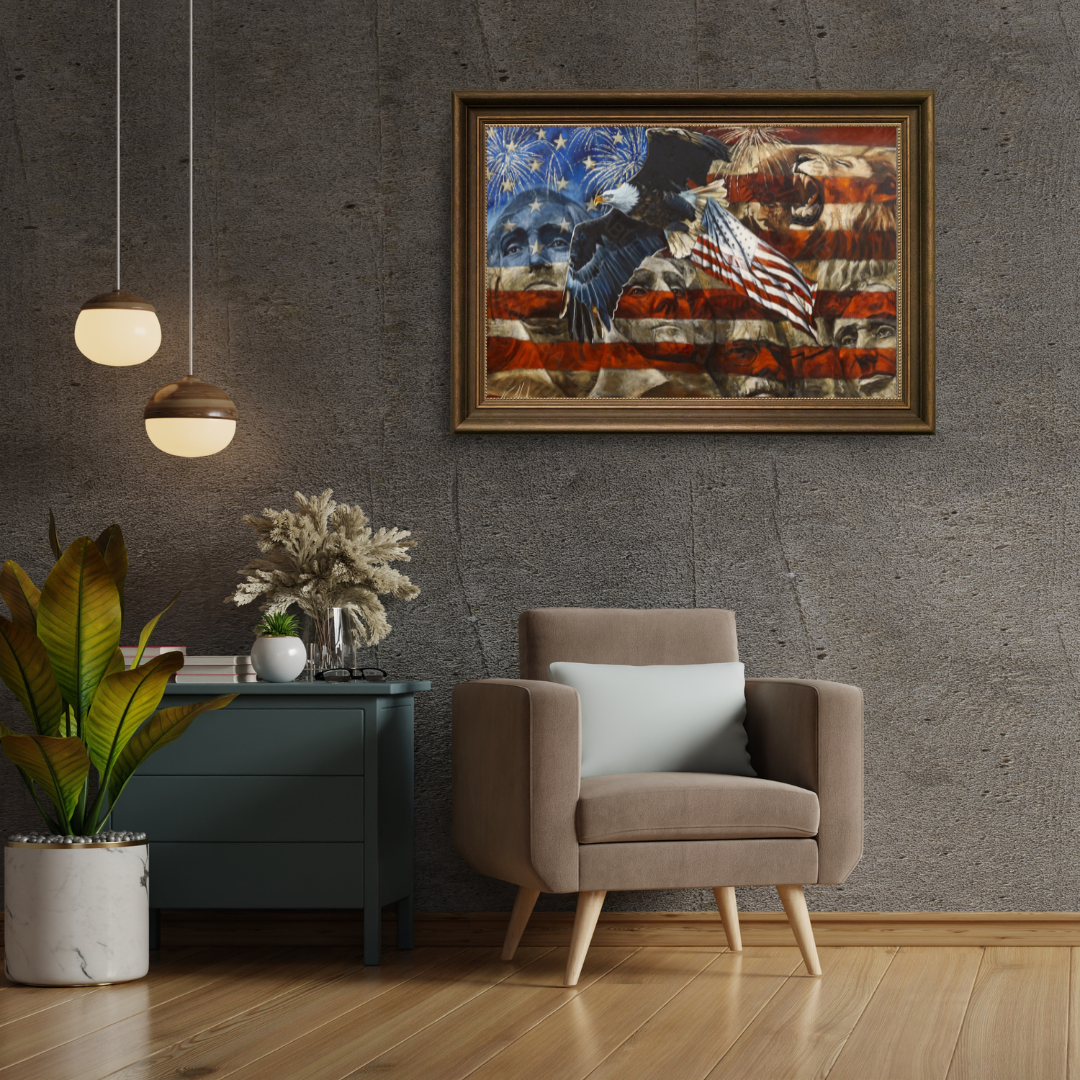 An American Tribute (Hand Embellished Canvas Print) Patriotic Art Print Vanessa Horabuena
