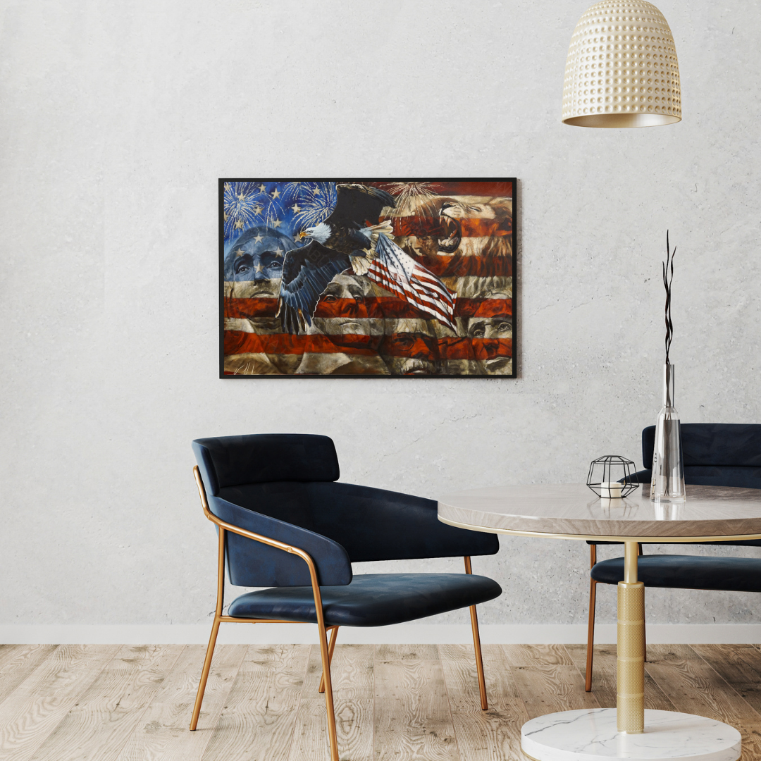 An American Tribute (Hand Embellished Canvas Print) Patriotic Art Print Vanessa Horabuena