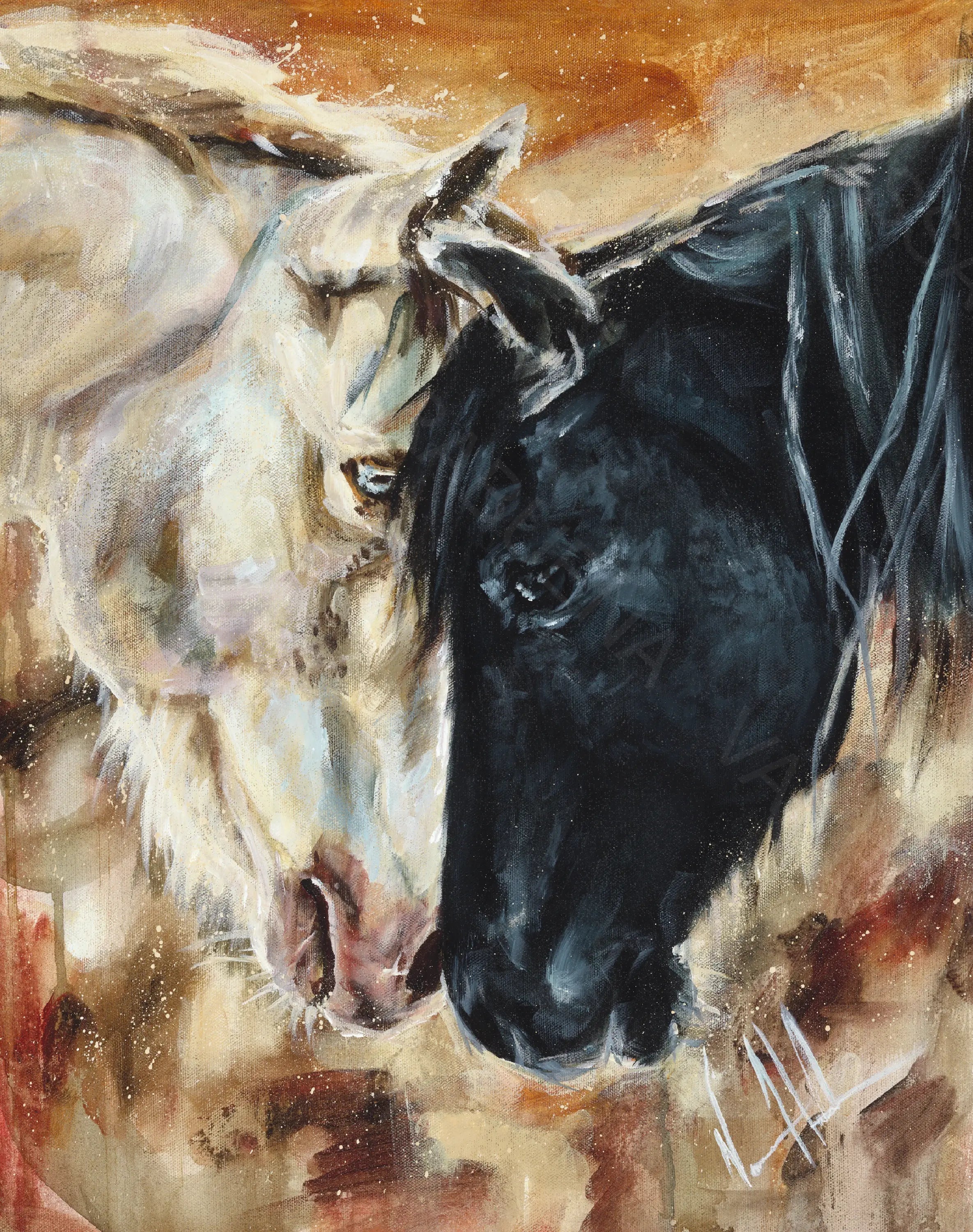 An Eternal Bond (Hand Embellished Canvas Print) Horse Art Print Vanessa Horabuena