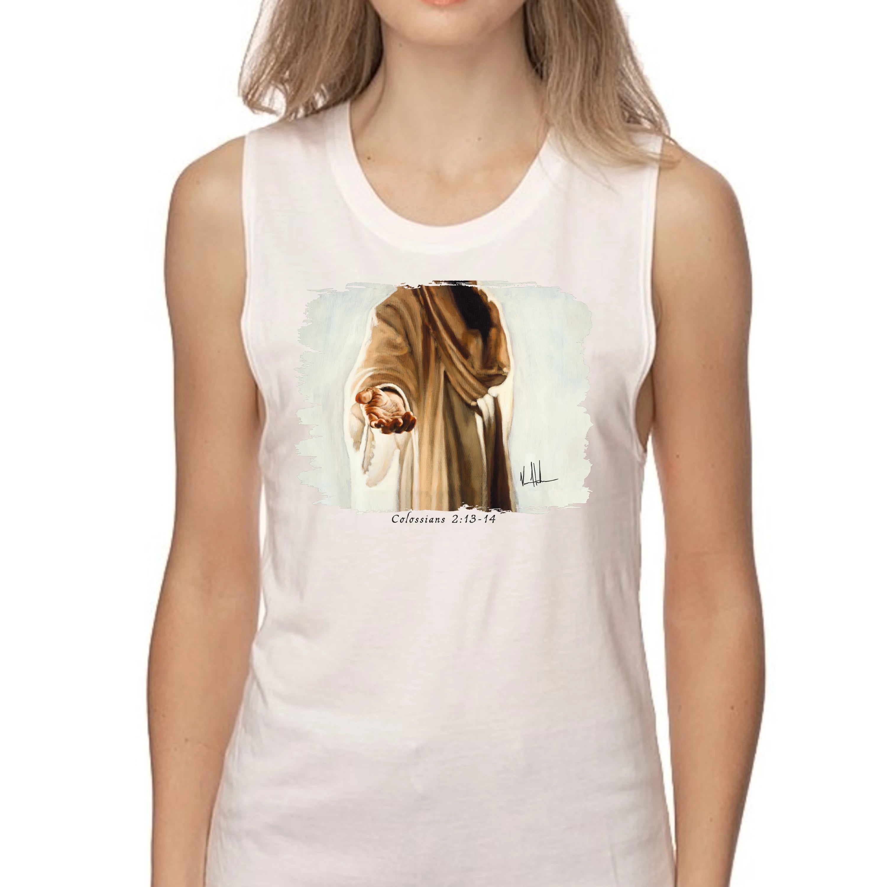 Beckoning - Women's Tank Top (Organic Bamboo) Organic Bamboo Vanessa Horabuena Short Sleeve Frost (White) XS