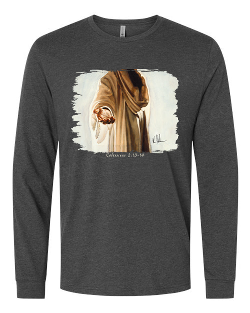 Beckoning - Unisex T-Shirt Poly-Blend Vanessa Horabuena Long Sleeve Charcoal Small