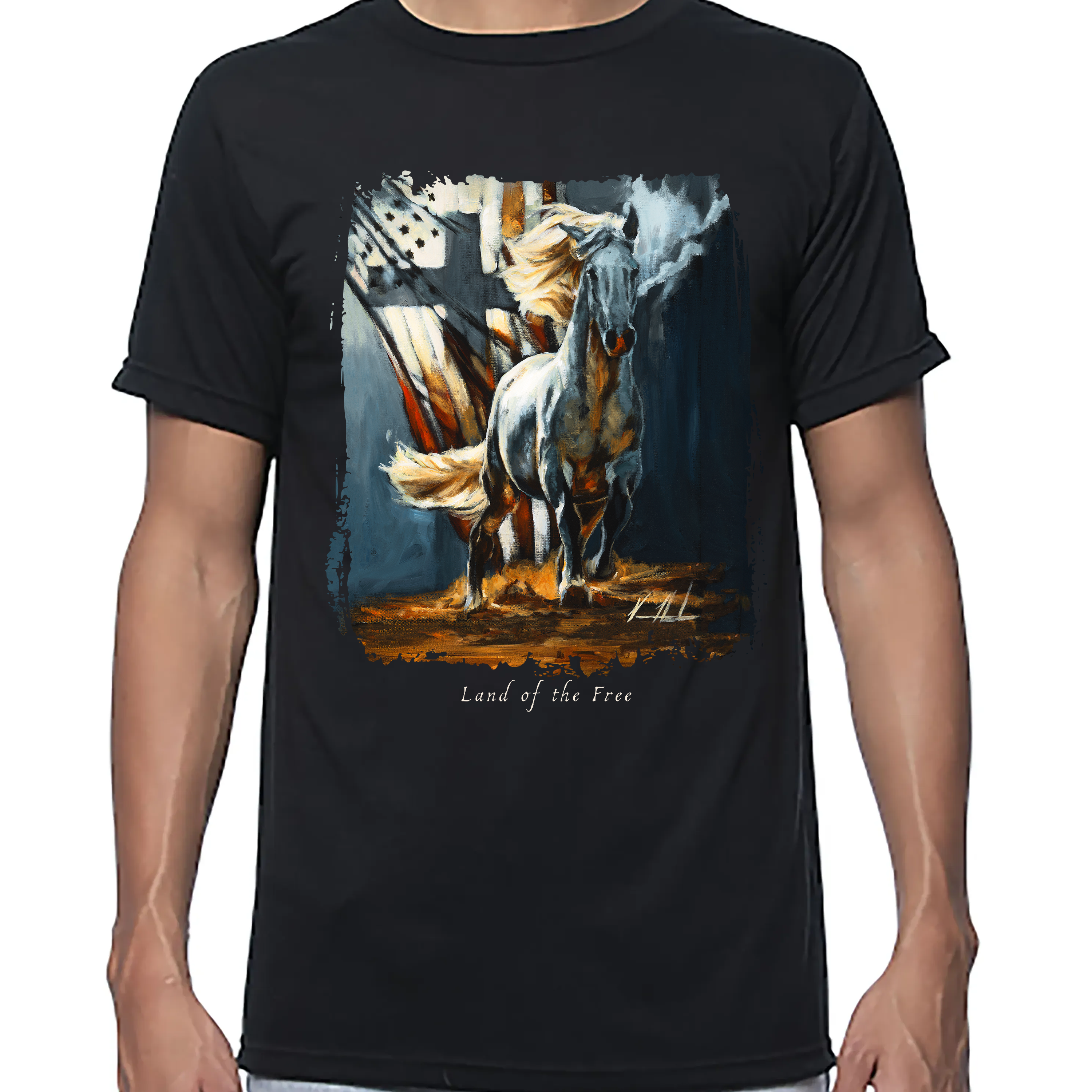 Land Of The Free - 4th of July - Unisex T (Premium Organic Fabric) Vanessa Horabuena Bamboo Black Small