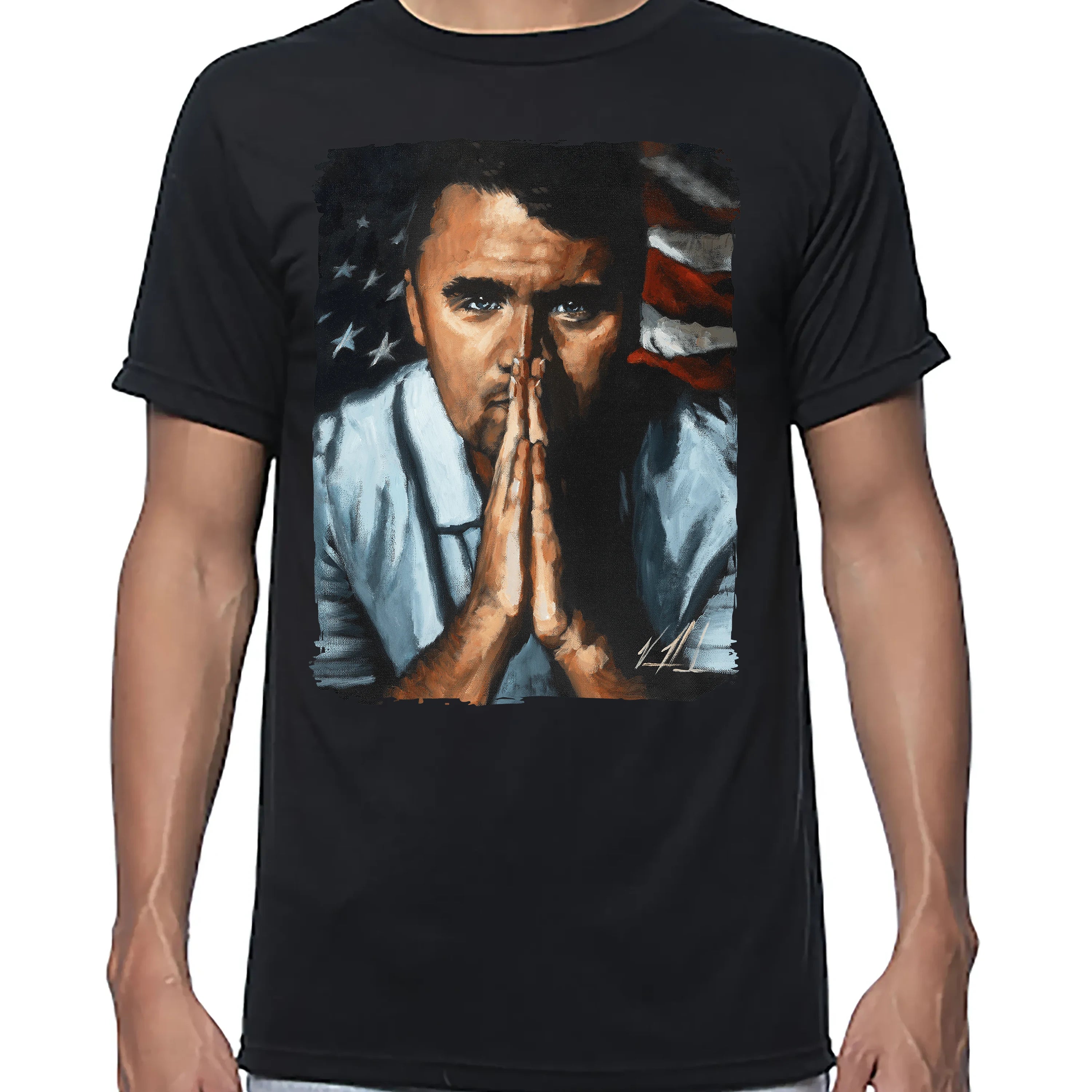 Charlie Kirk - A Patriot's Tribute - Unisex T (Premium Organic Fabric) Vanessa Horabuena Bamboo Black Small
