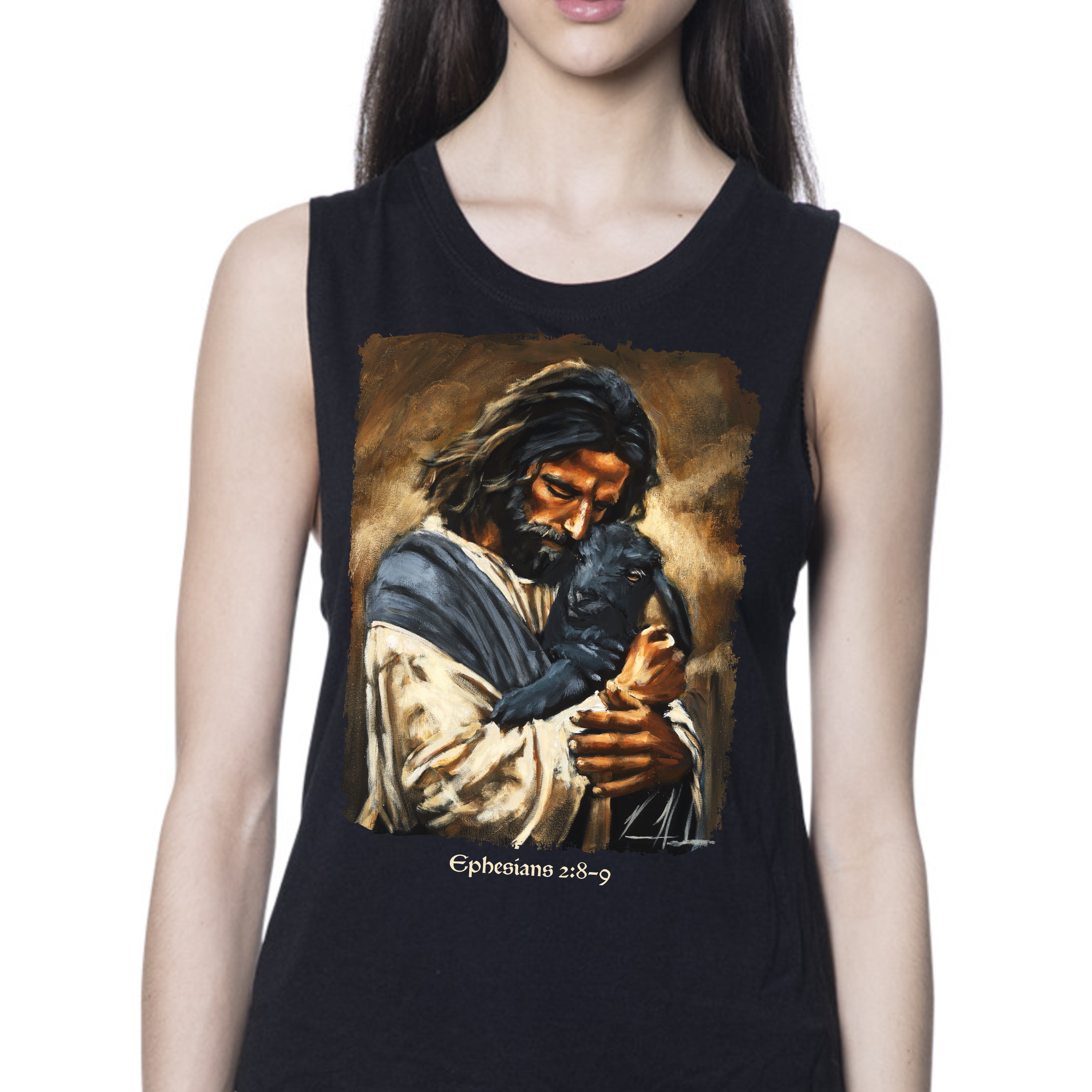 Saved By Grace - Women's Tank Top (Organic Bamboo) Organic Bamboo Vanessa Horabuena Black XS