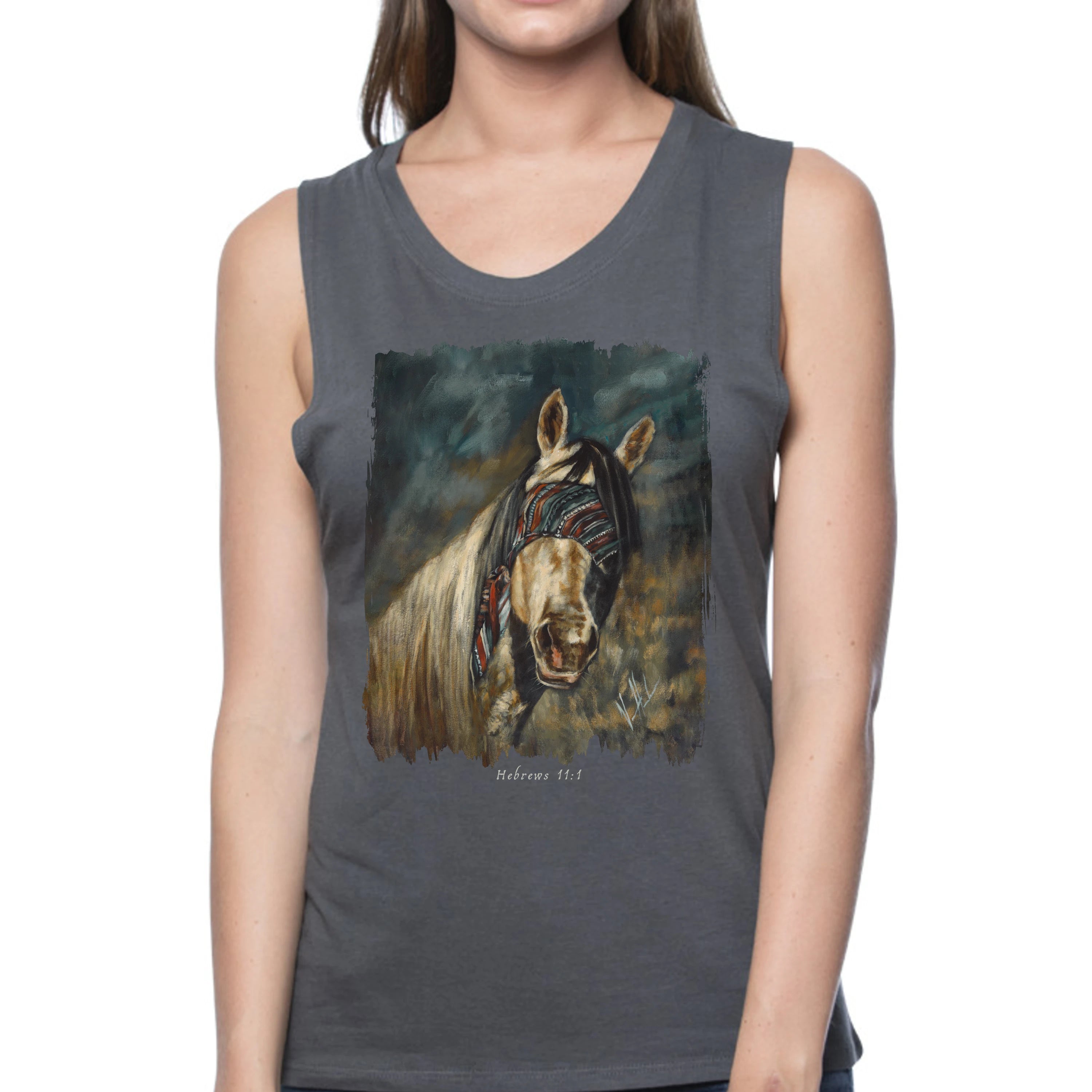 Blind Faith - Women's Tank Top (Organic Bamboo) Organic Bamboo Vanessa Horabuena Short Sleeve Pewter (Grey) XS