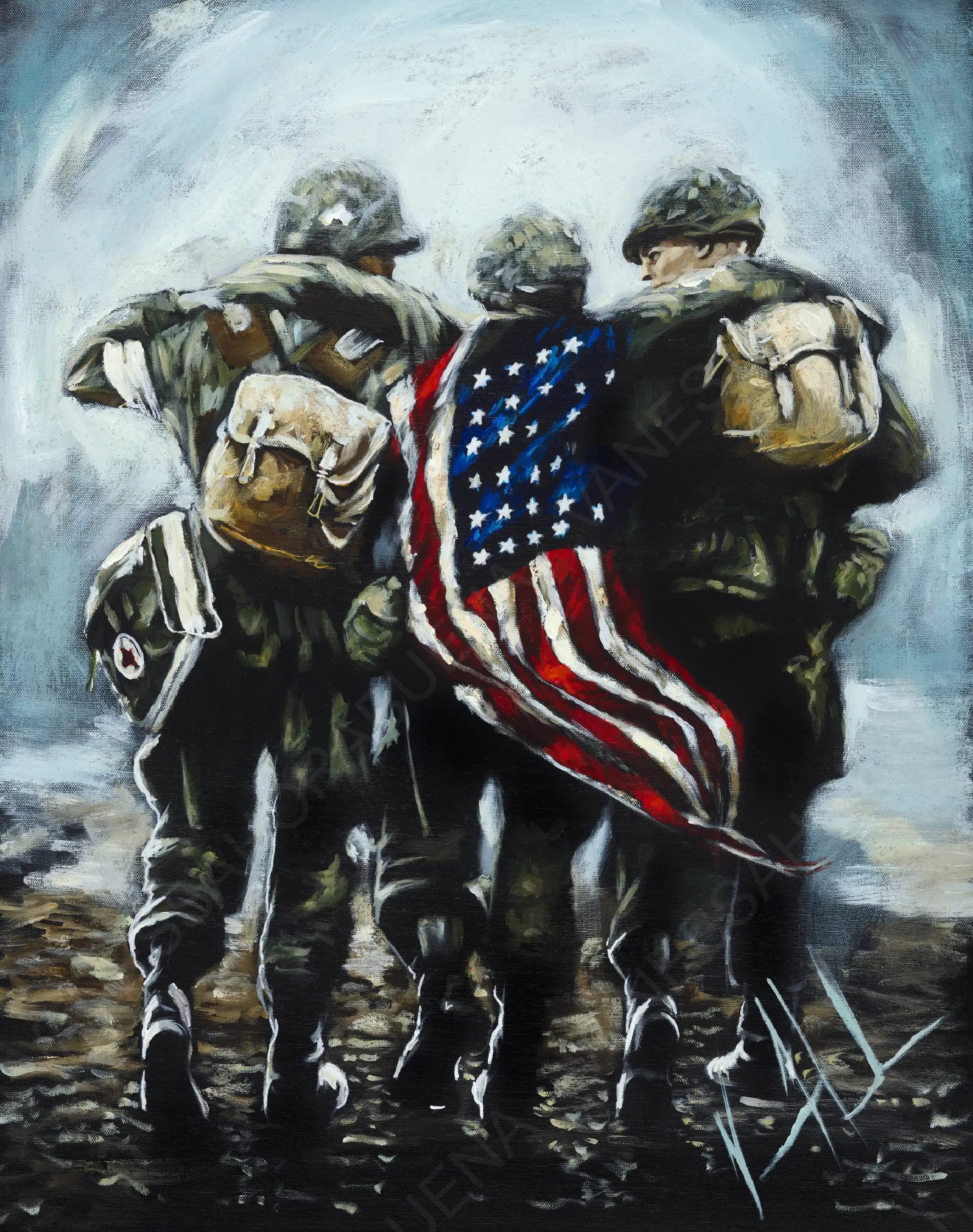 Bound for Glory (Hand Embellished Canvas Print) Patriotic Art Print Vanessa Horabuena