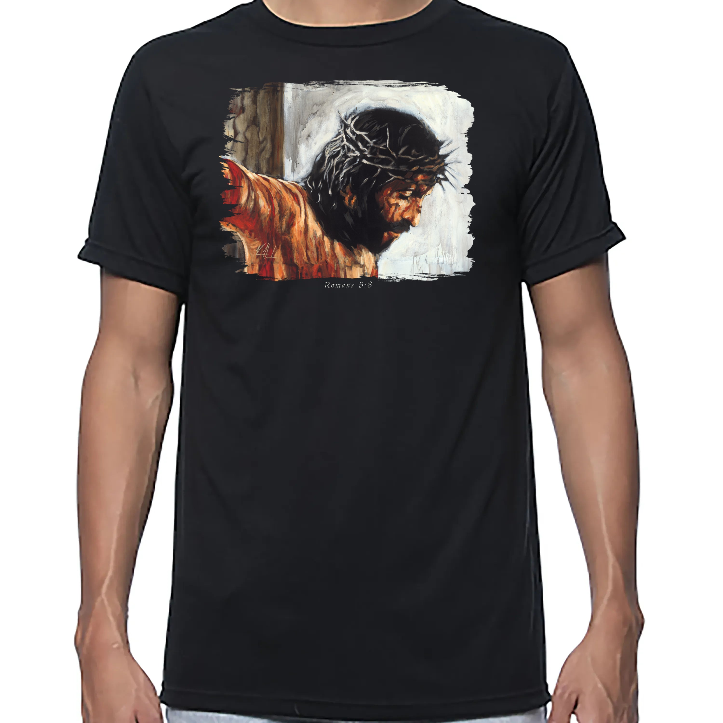 By His Wounds We Are Healed - Unisex T (Premium Organic Fabric) Vanessa Horabuena Bamboo Black Small