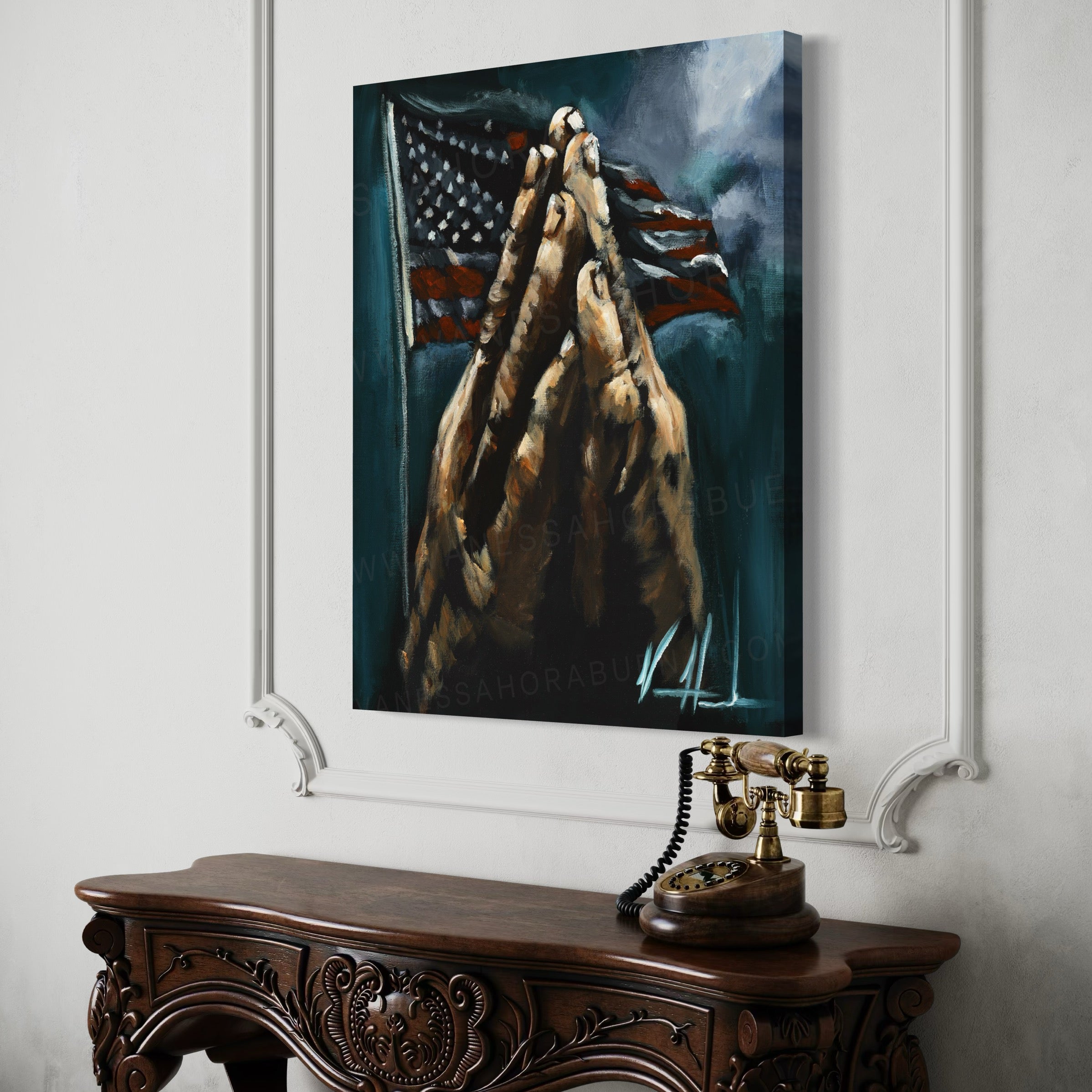 Heal Our Land (Hand Embellishment Canvas Print) Patriotic Art Print Vanessa Horabuena
