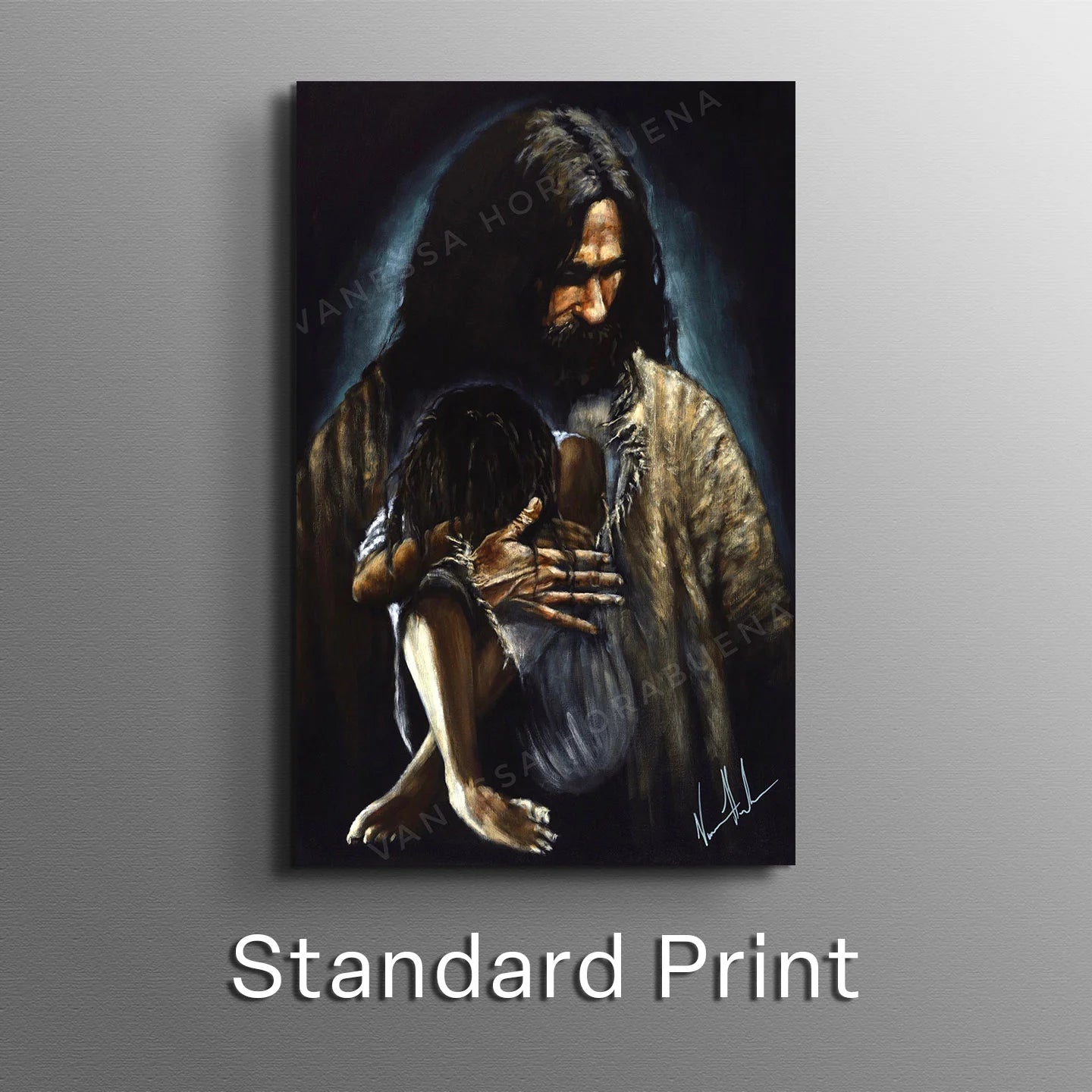 Close To His Heart Women's Art Print, Jesus Art Print Vanessa Horabuena