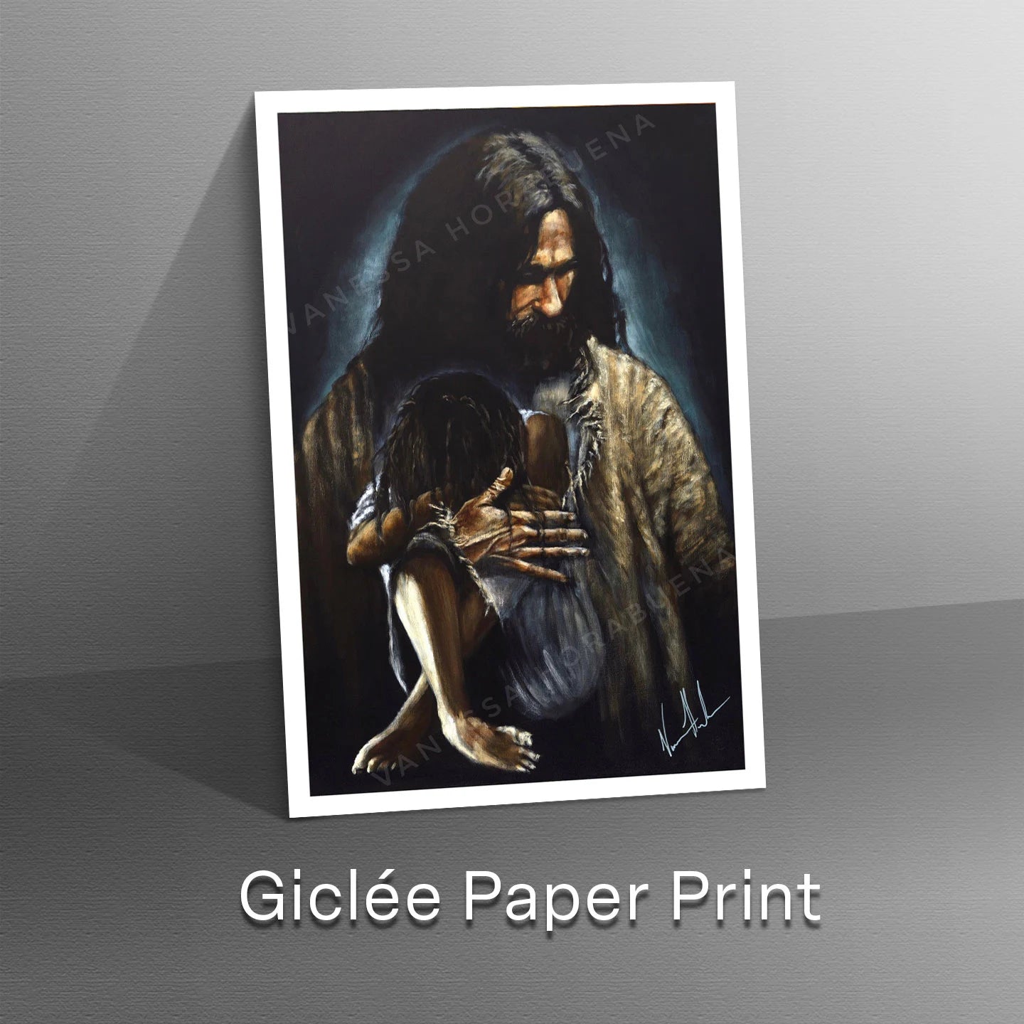 Close To His Heart Women's Art Print, Jesus Art Print Vanessa Horabuena