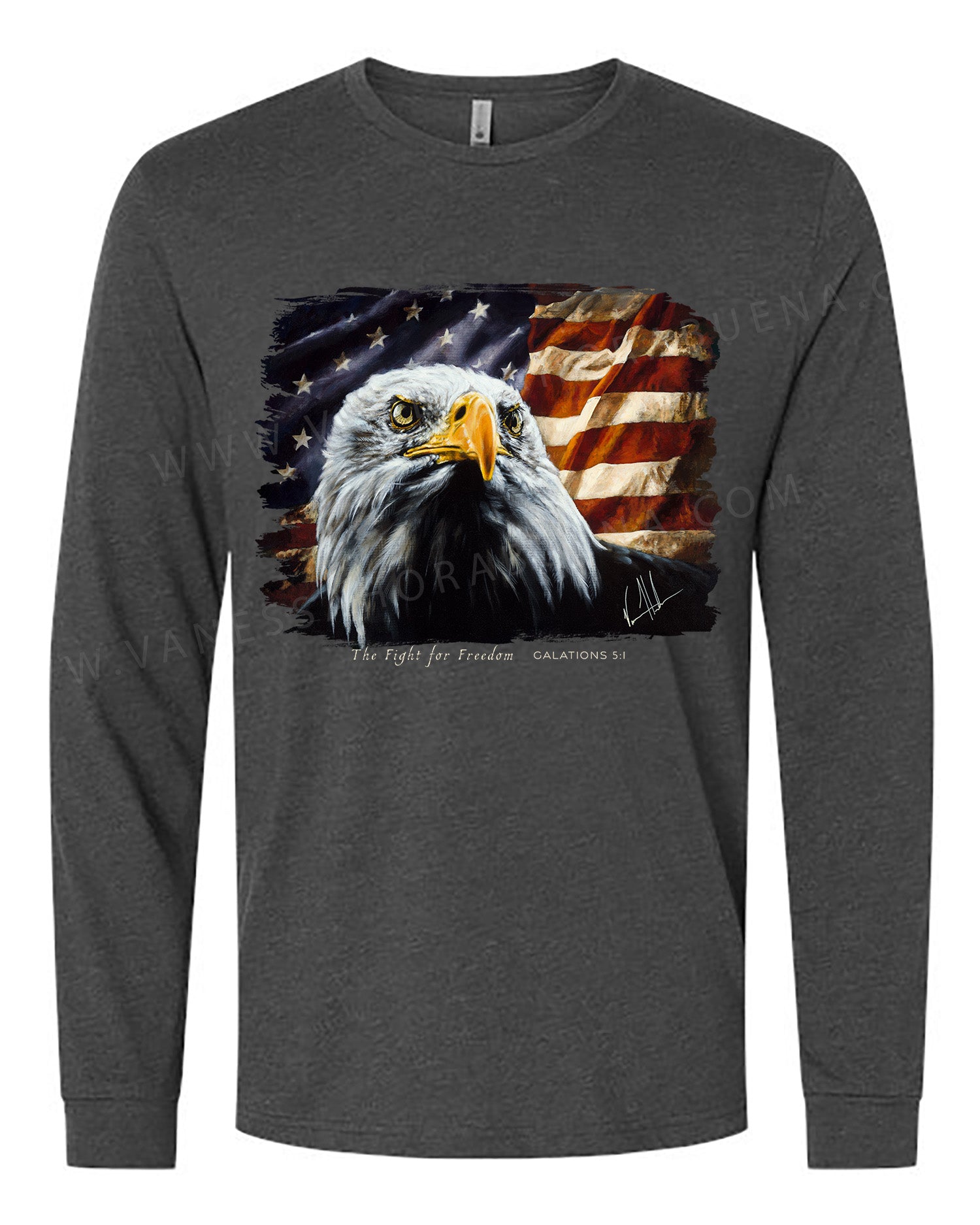 The Fight for Freedom - Unisex T-Shirt Poly-Blend Vanessa Horabuena Long Sleeve Charcoal Small
