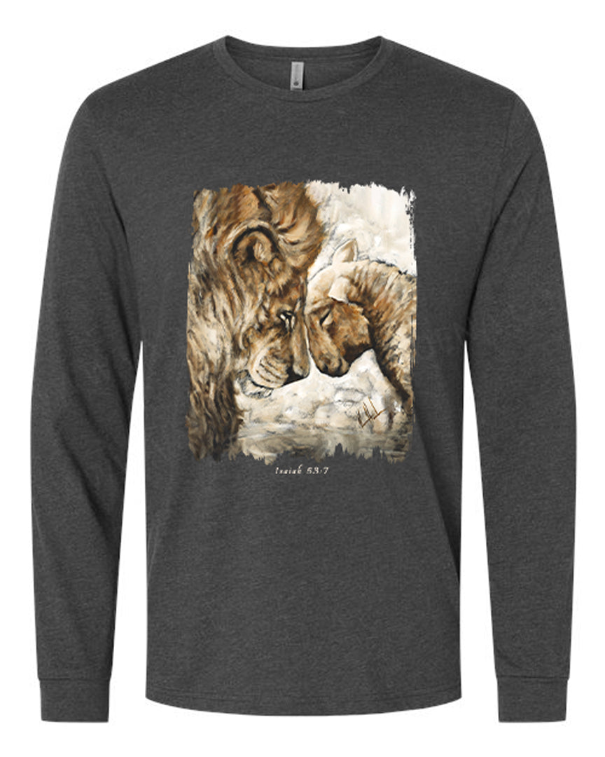 Compassion of a King (White) - Unisex T-Shirt Poly-Blend Vanessa Horabuena Long Sleeve Charcoal Small