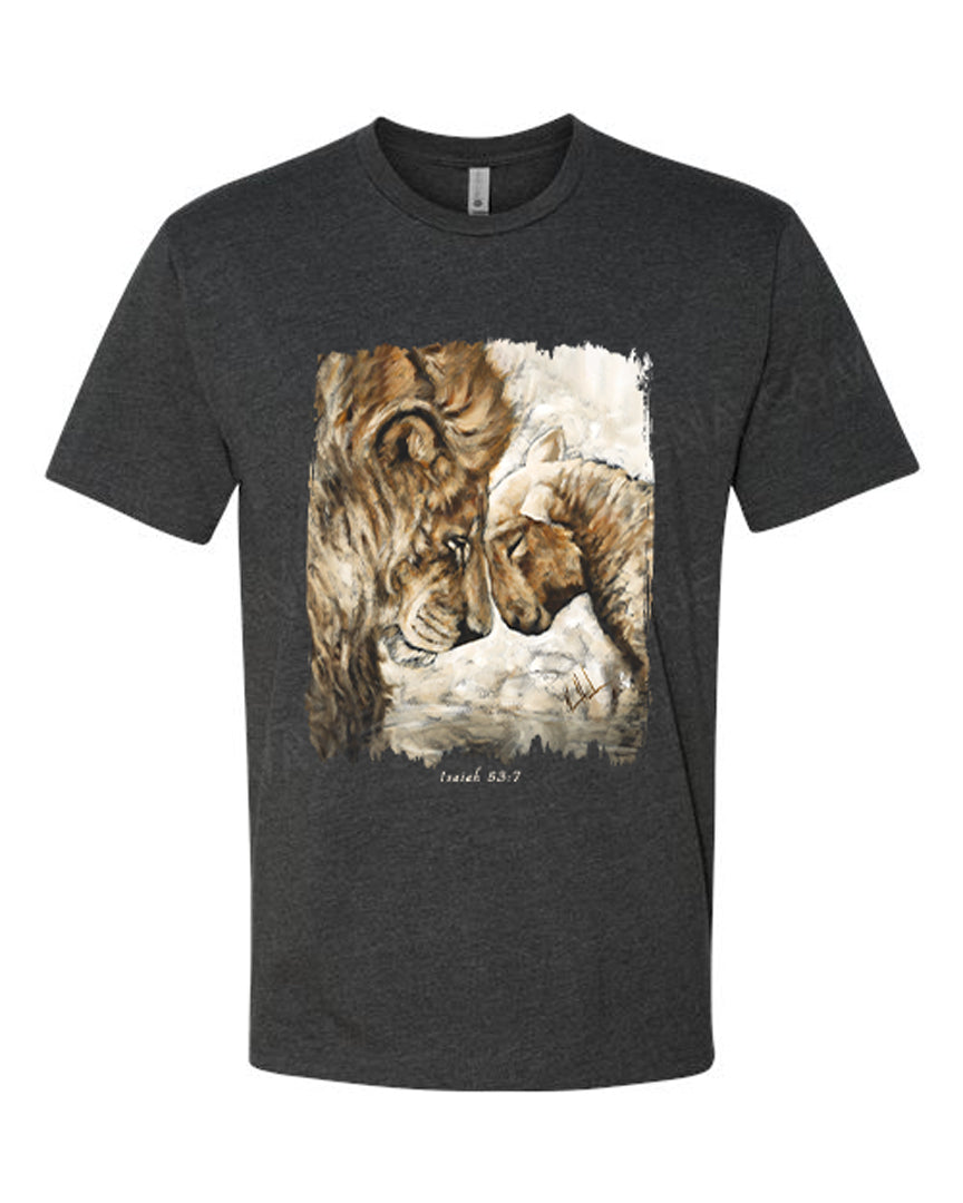 Compassion of a King (White) - Unisex T-Shirt Poly-Blend Vanessa Horabuena Short Sleeve Charcoal Small