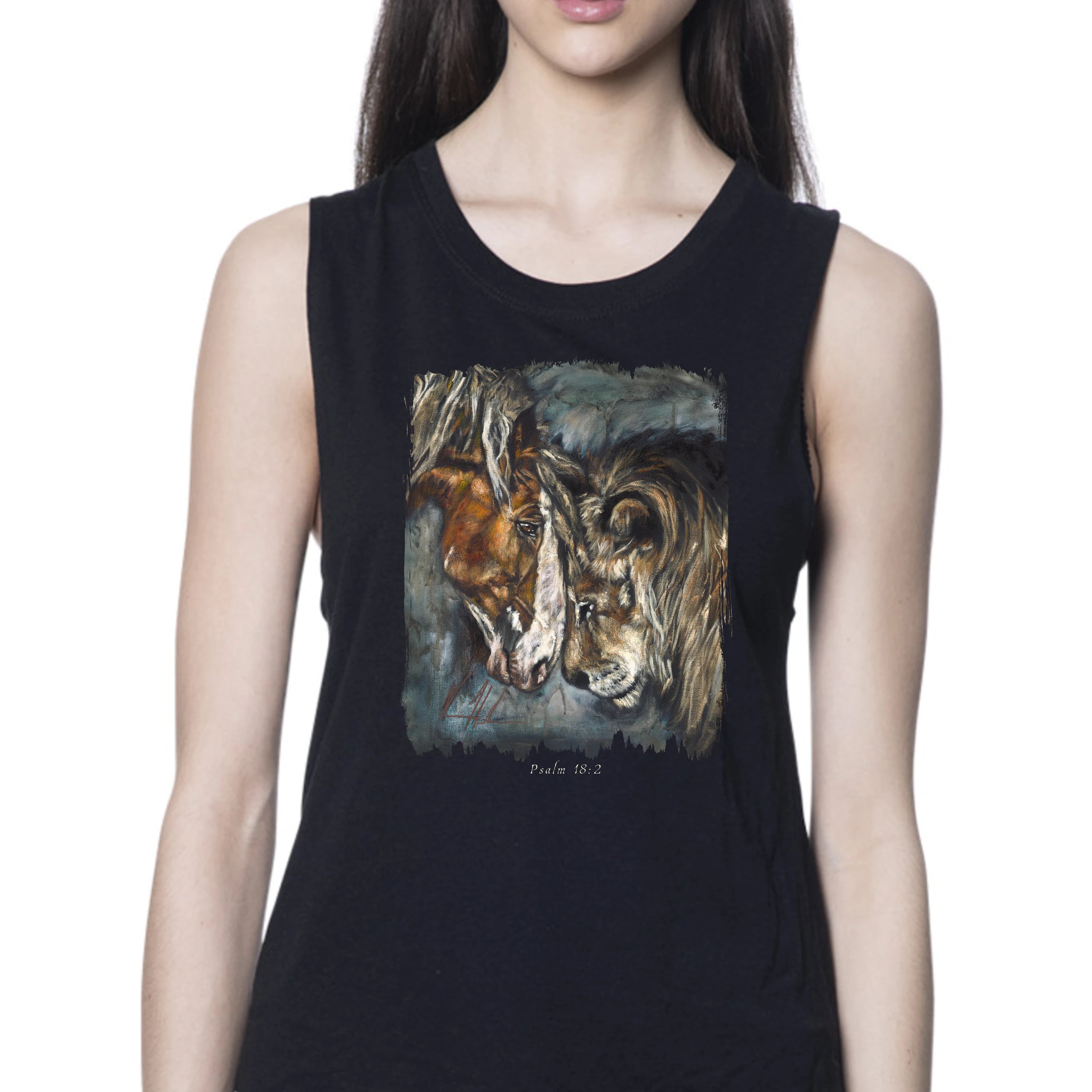 Courage & Strength - Women's Tank Top (Organic Bamboo) Organic Bamboo Vanessa Horabuena Short Sleeve Eclipse (Black) XS
