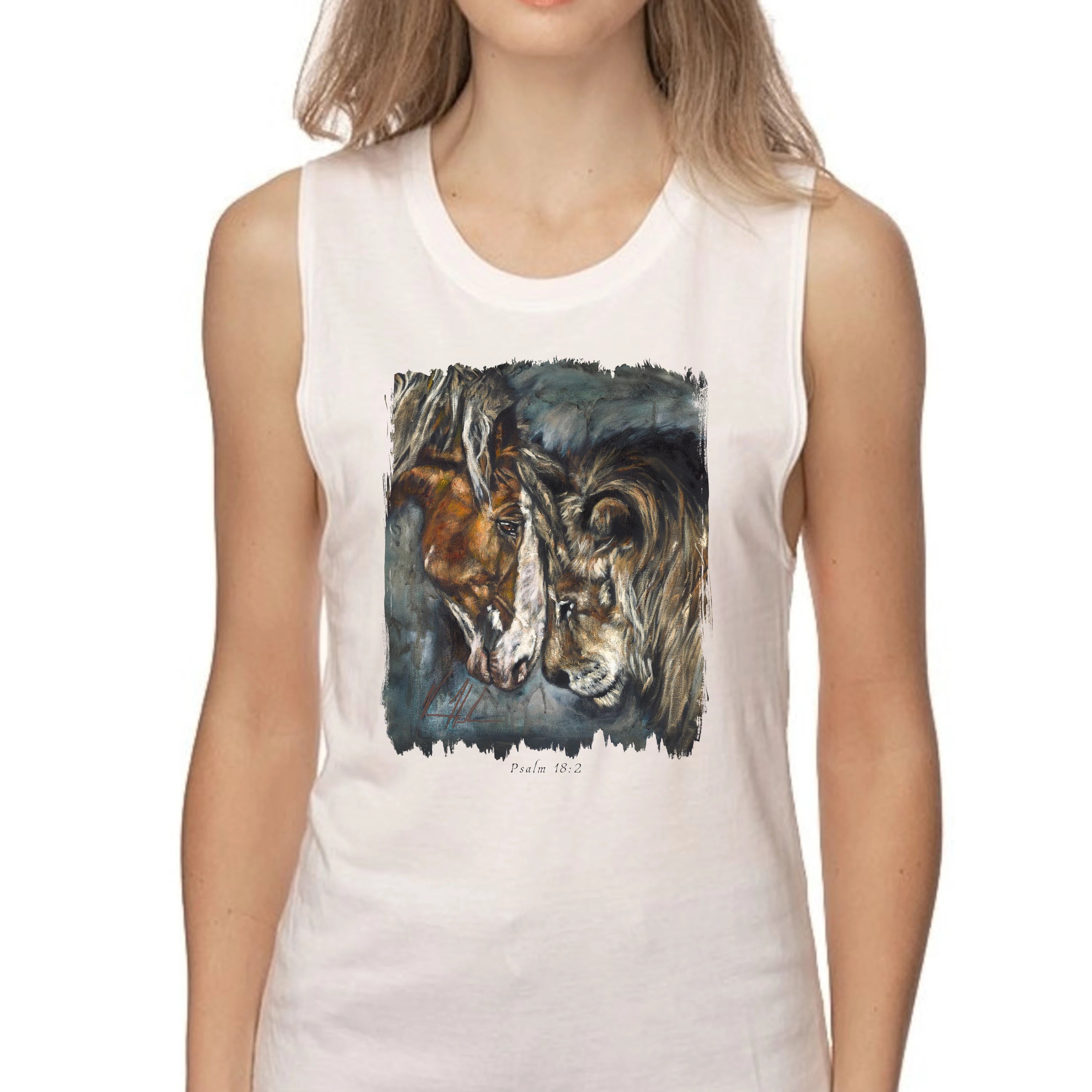 Courage & Strength - Women's Tank Top (Organic Bamboo) Organic Bamboo Vanessa Horabuena Short Sleeve Frost (White) XS