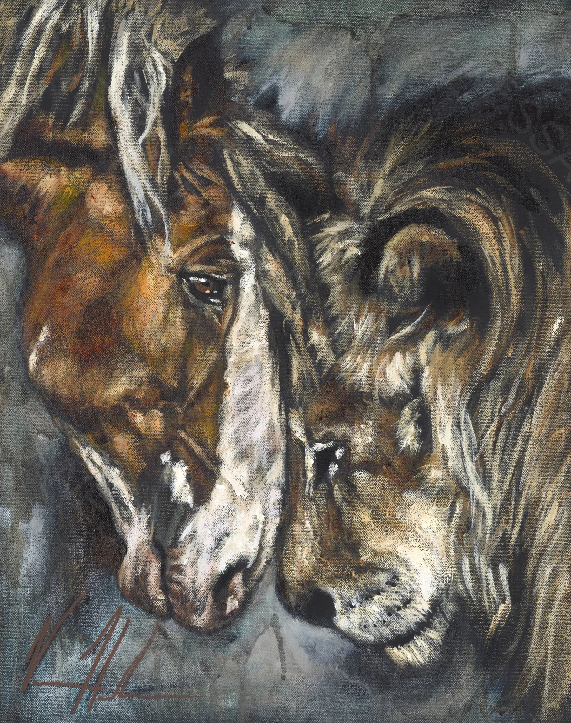 Courage & Strength (Hand Embellished Canvas Print) Horse Art Print Vanessa Horabuena