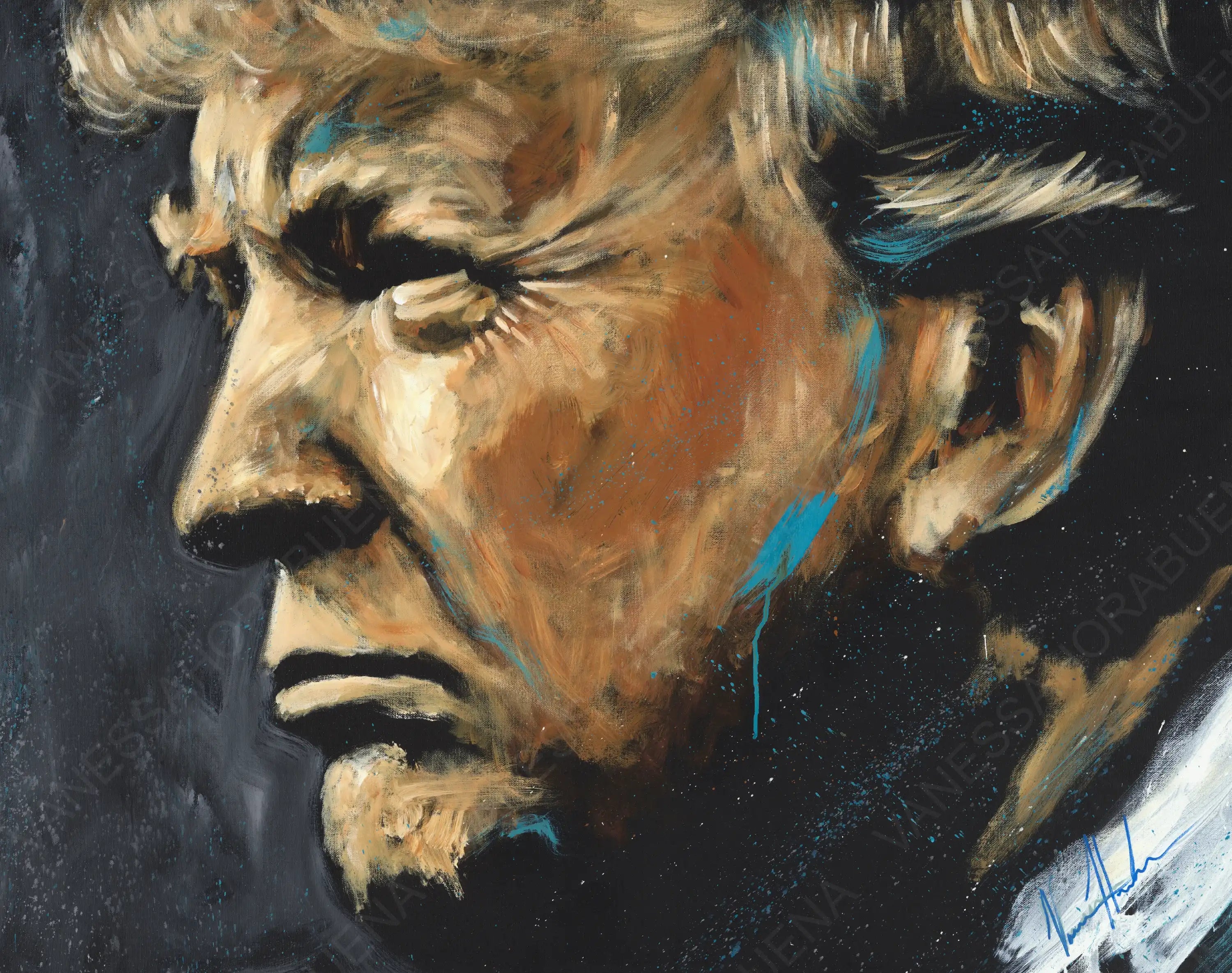 Donald Trump Portrait (Hand Embellished Canvas Print) Vanessa Horabuena