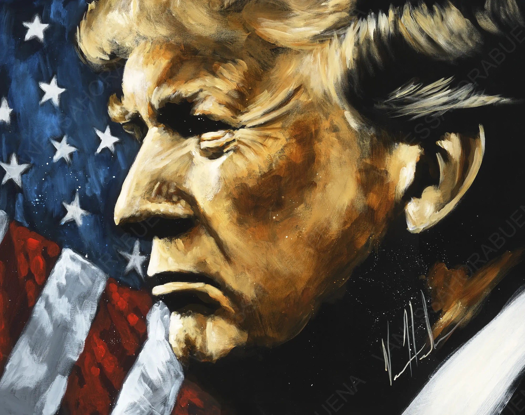 Donald Trump - The Fight For America (Hand Embellishment Canvas Print) Vanessa Horabuena