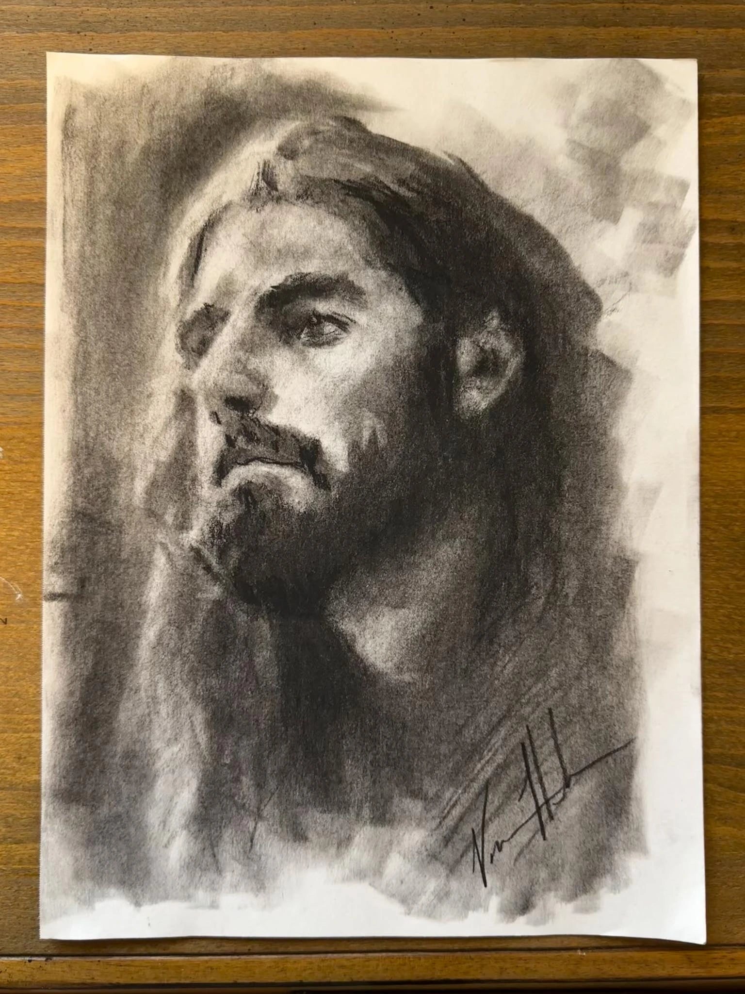 Compassion of His Heart - 9”x12” Original Charcoal Drawing Original Painting Vanessa Horabuena