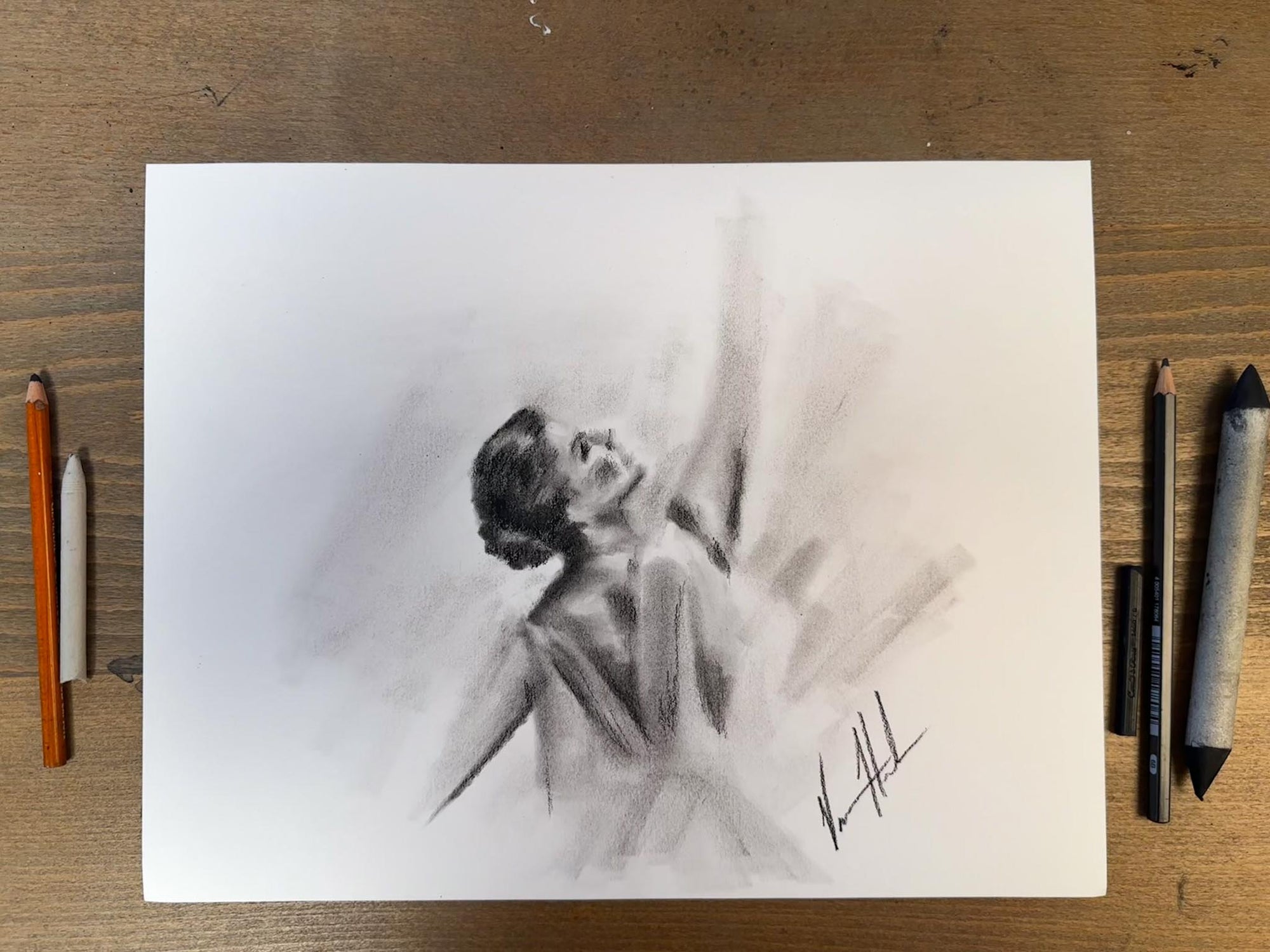 I’ll Praise You in the Storm - Practice Sketch #2 - 11”x14” Original Charcoal Drawing