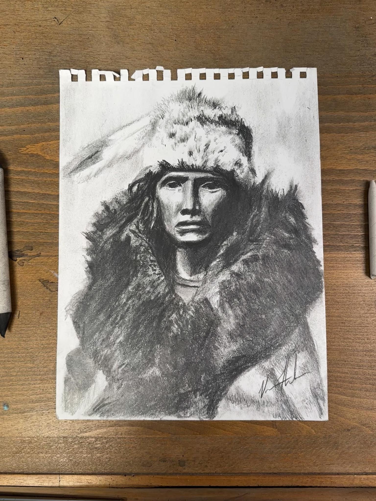 Native Heart - 9”x12” Original Graphite & Charcoal Drawing