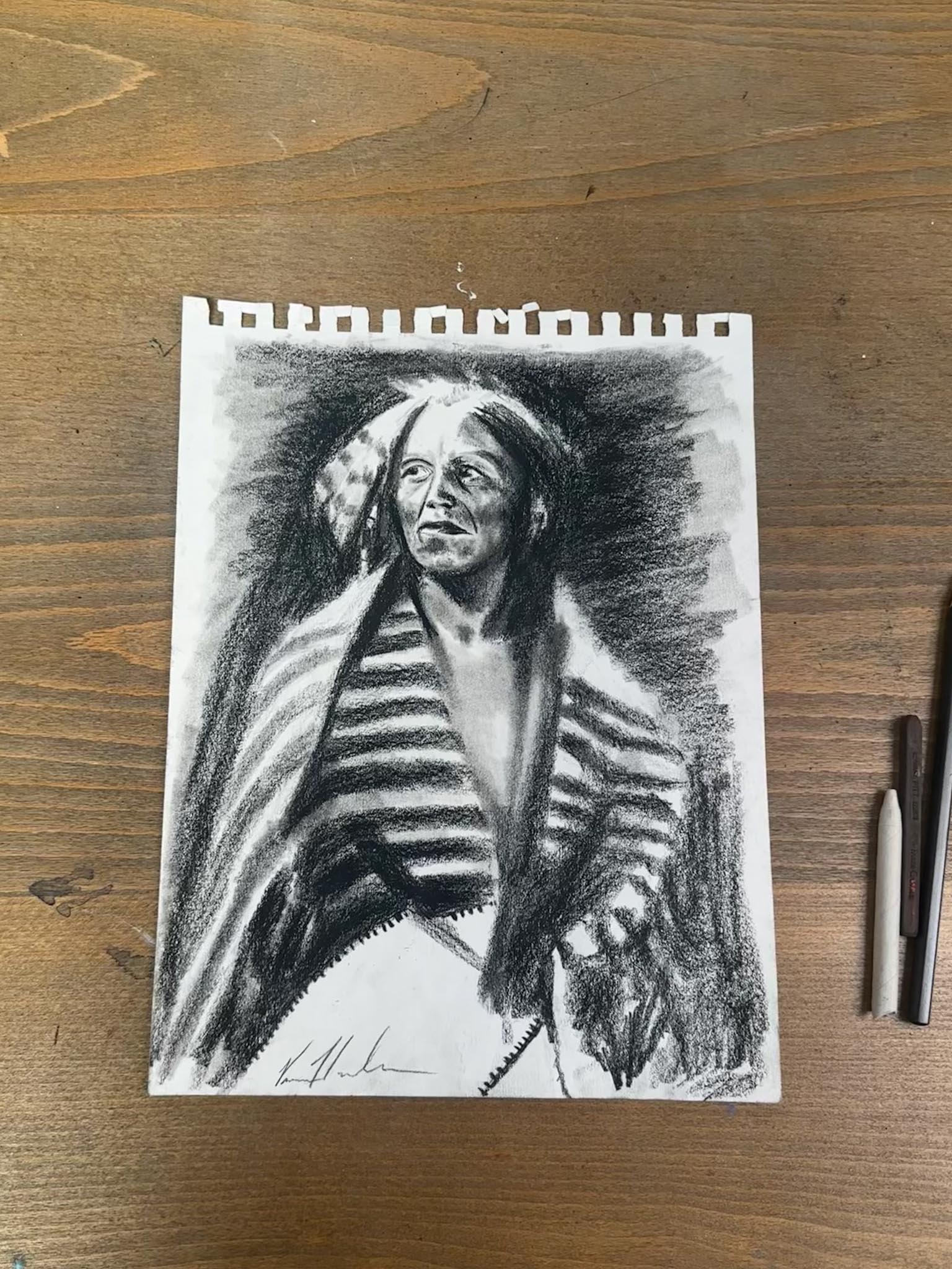 A Leader’s Wisdom - 9”x12” Original Graphite & Charcoal Drawing