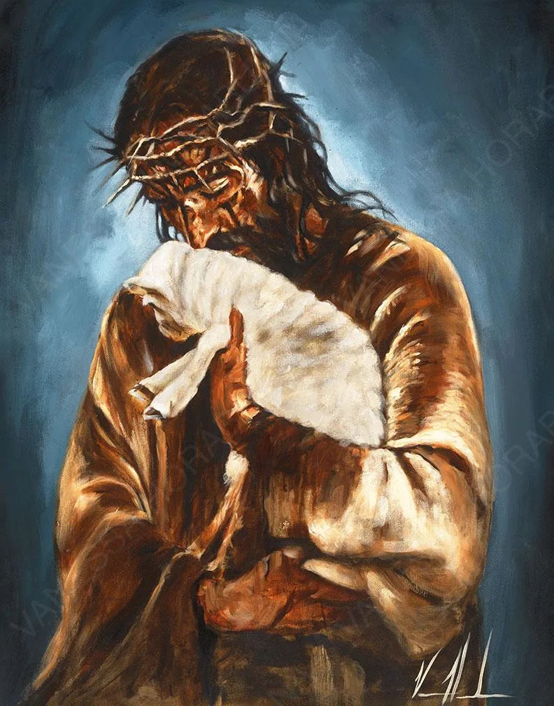 For the One Who Lost Its Way (Blue Background) Jesus Art Print Vanessa Horabuena