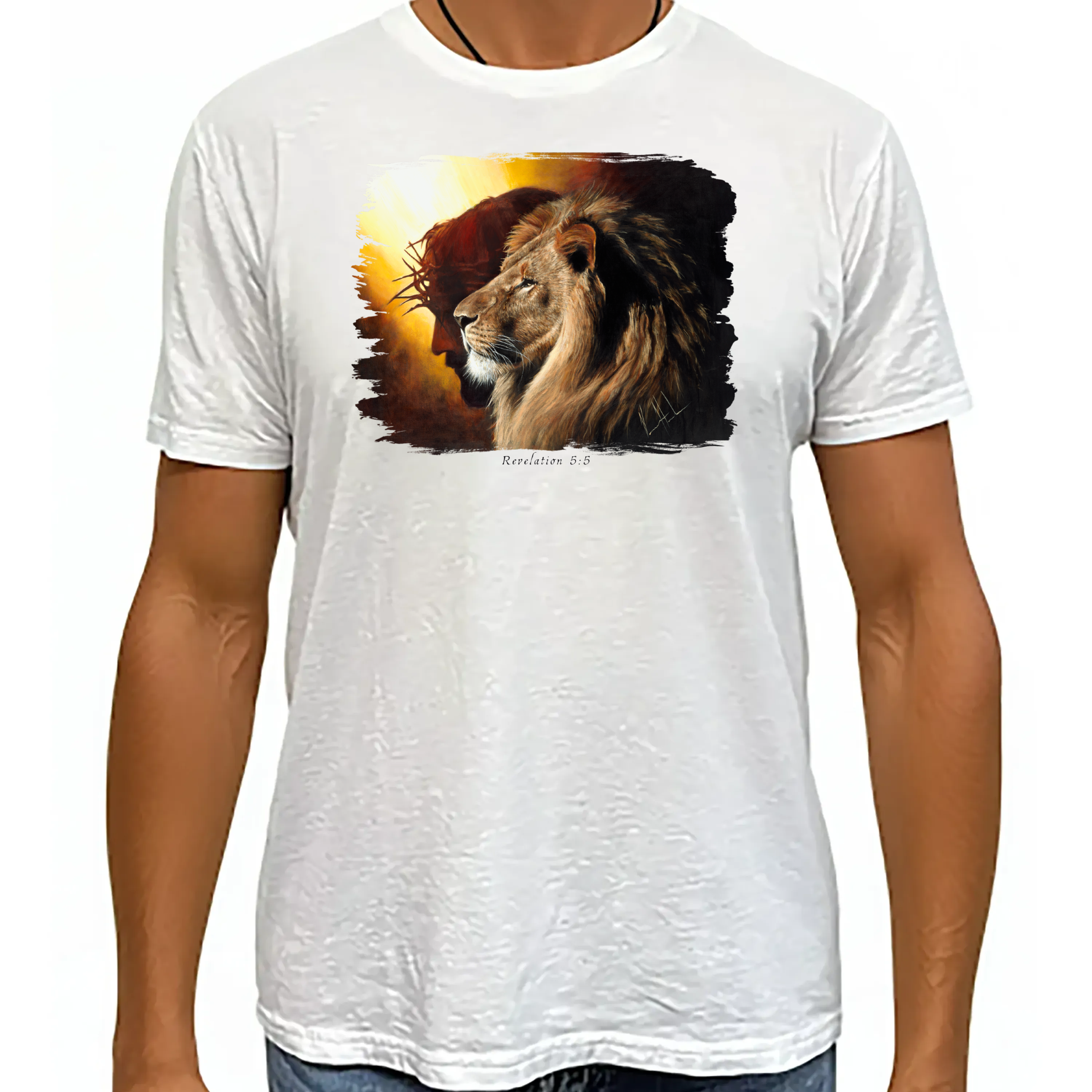 The Lion of Judah - Unisex T (Premium Organic Fabric) Vanessa Horabuena Bamboo White Small