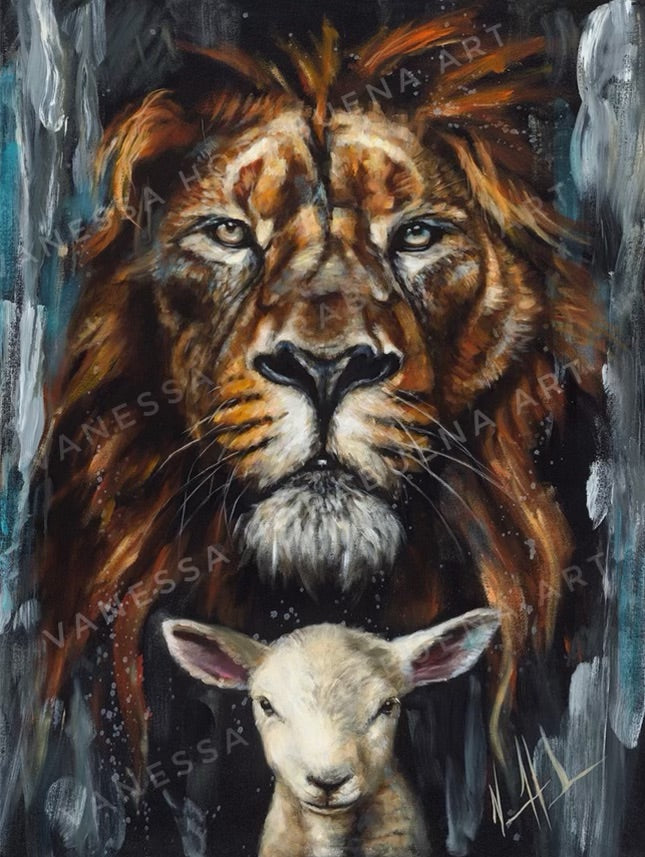 D#. 30 - The Lion and Lamb Passover - 8"x10" Canvas Print Vanessa Horabuena