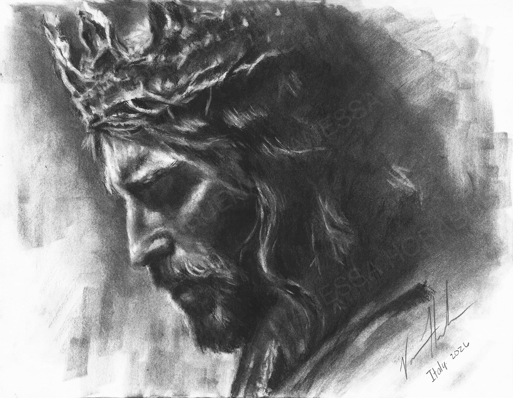 Glory is Our King (Sketch) Women's Art Print, Jesus Art Print Vanessa Horabuena