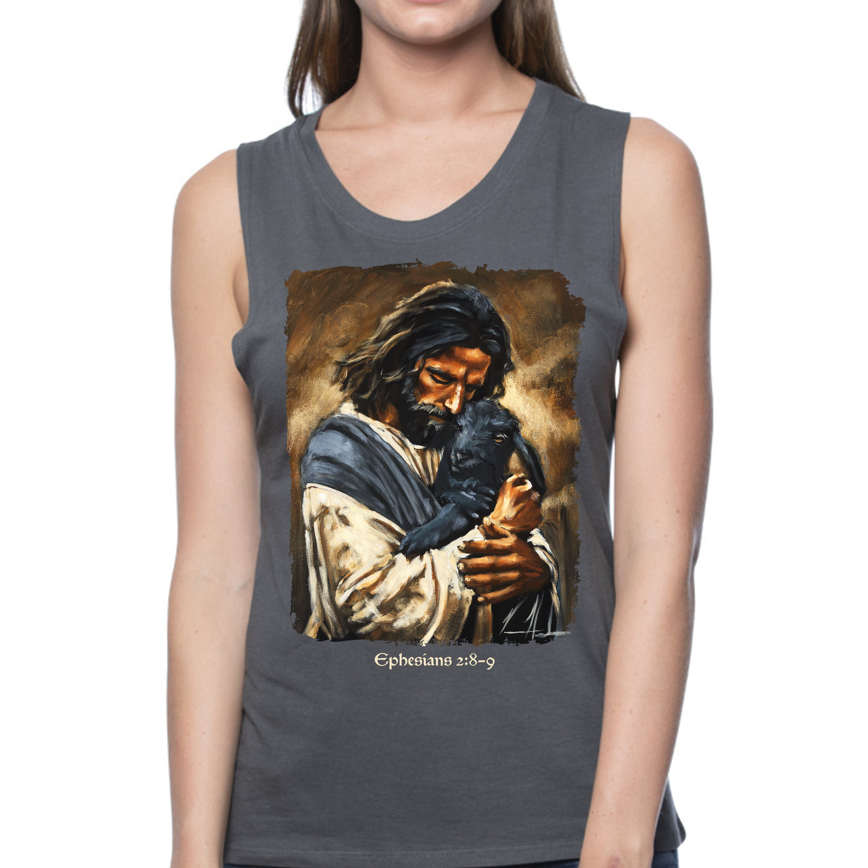 Saved By Grace - Women's Tank Top (Organic Bamboo) Organic Bamboo Vanessa Horabuena Grey XS