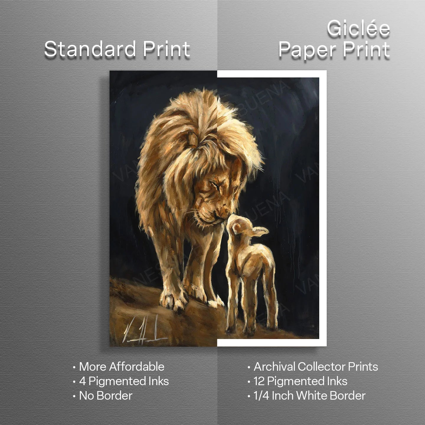 The Heart of God (Black Background) Lion Art Print Vanessa Horabuena