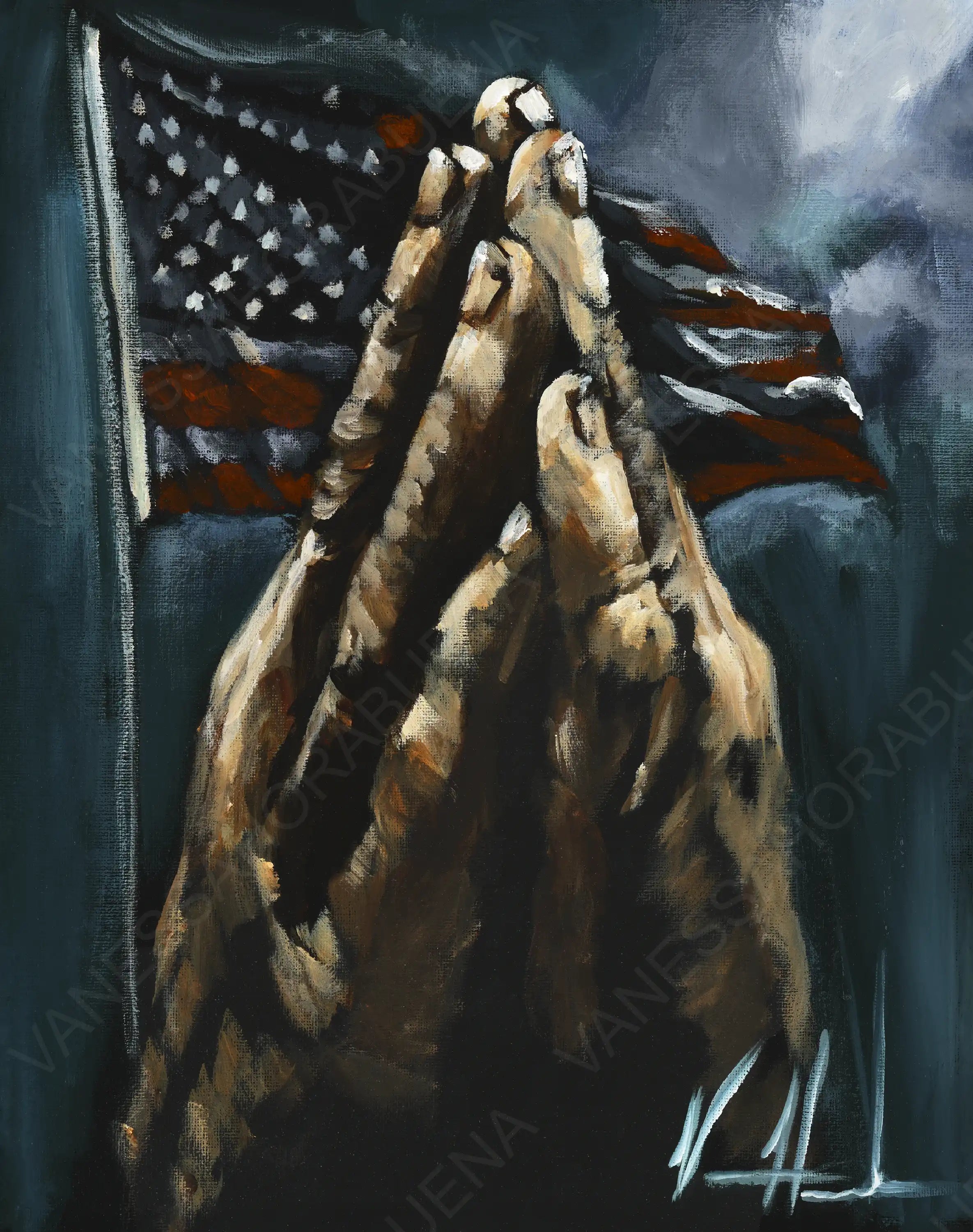 Heal Our Land (Hand Embellishment Canvas Print) Patriotic Art Print Vanessa Horabuena