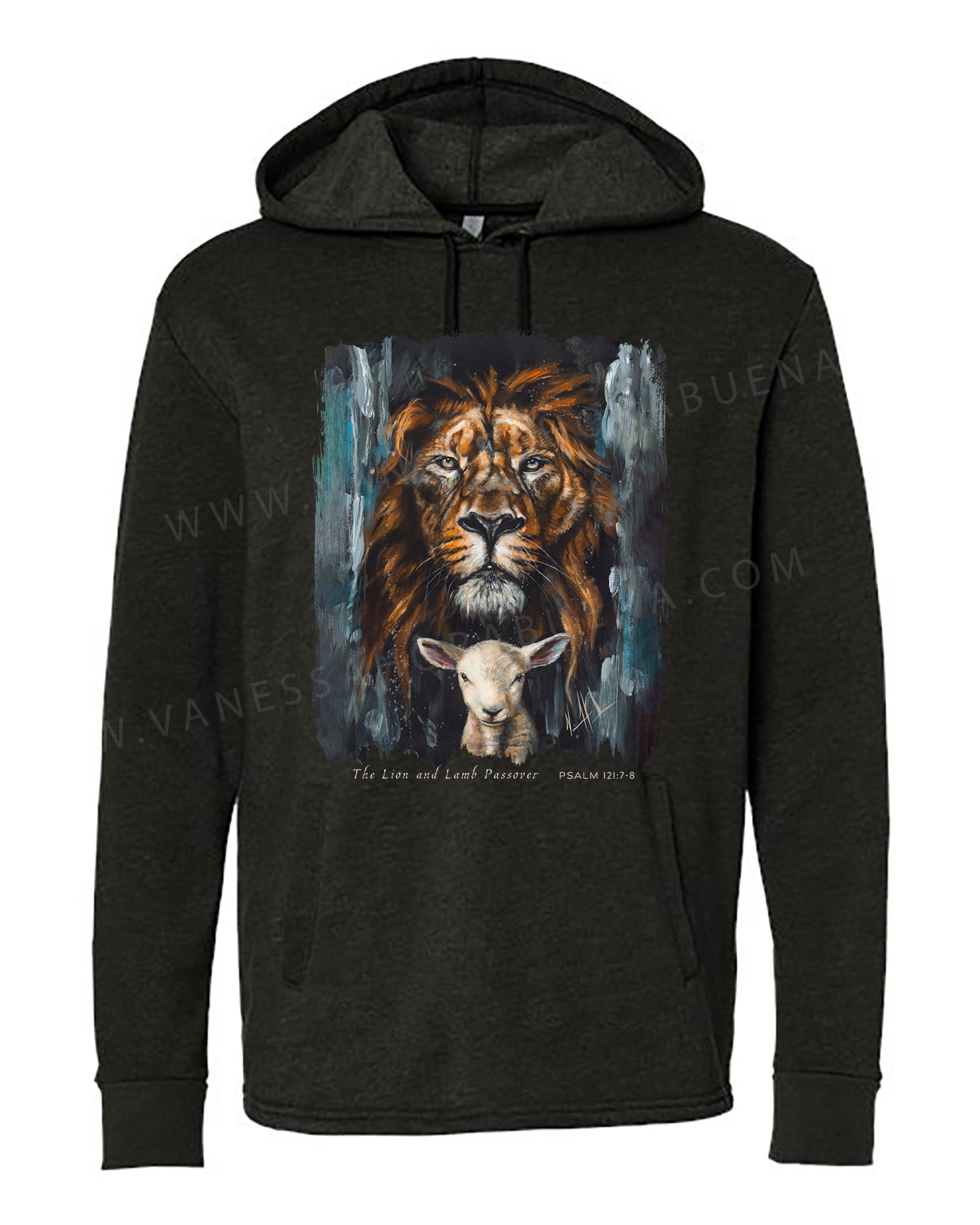 The Lion and Lamb Passover - Unisex Hoodie Poly-Blend Vanessa Horabuena Black Small