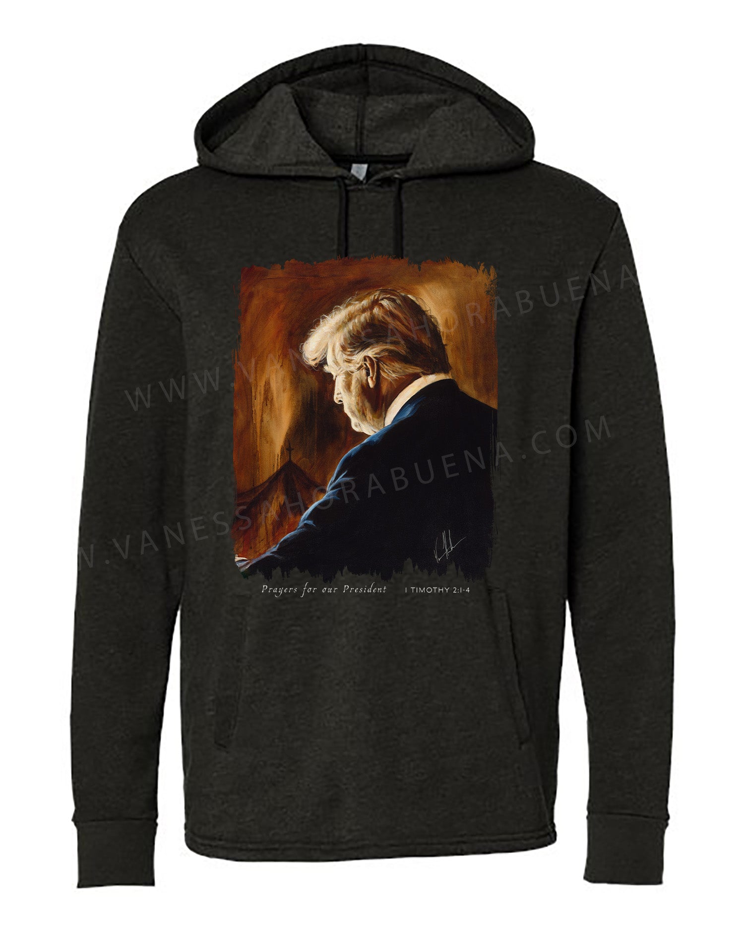 Prayers for Our President (For Such a Time as This) - Unisex Hoodie Poly-Blend Vanessa Horabuena Black Small