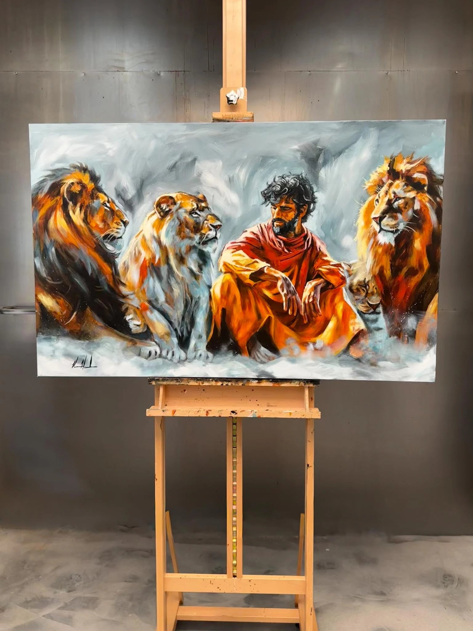In the Lionβs Den- 30βx48β Original Acrylic Painting