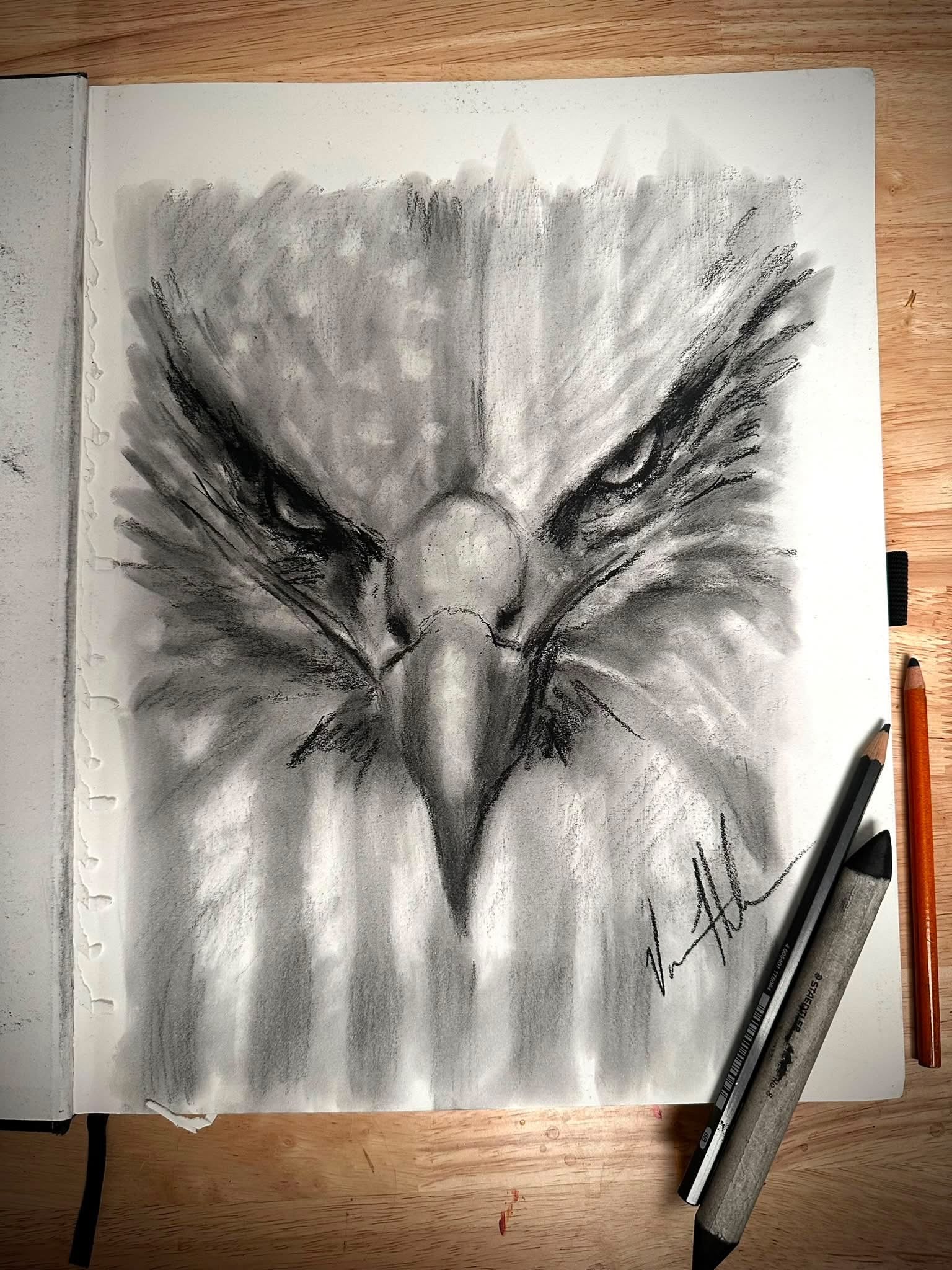 Stripes of Freedom - 11”x14” Original Charcoal Drawing