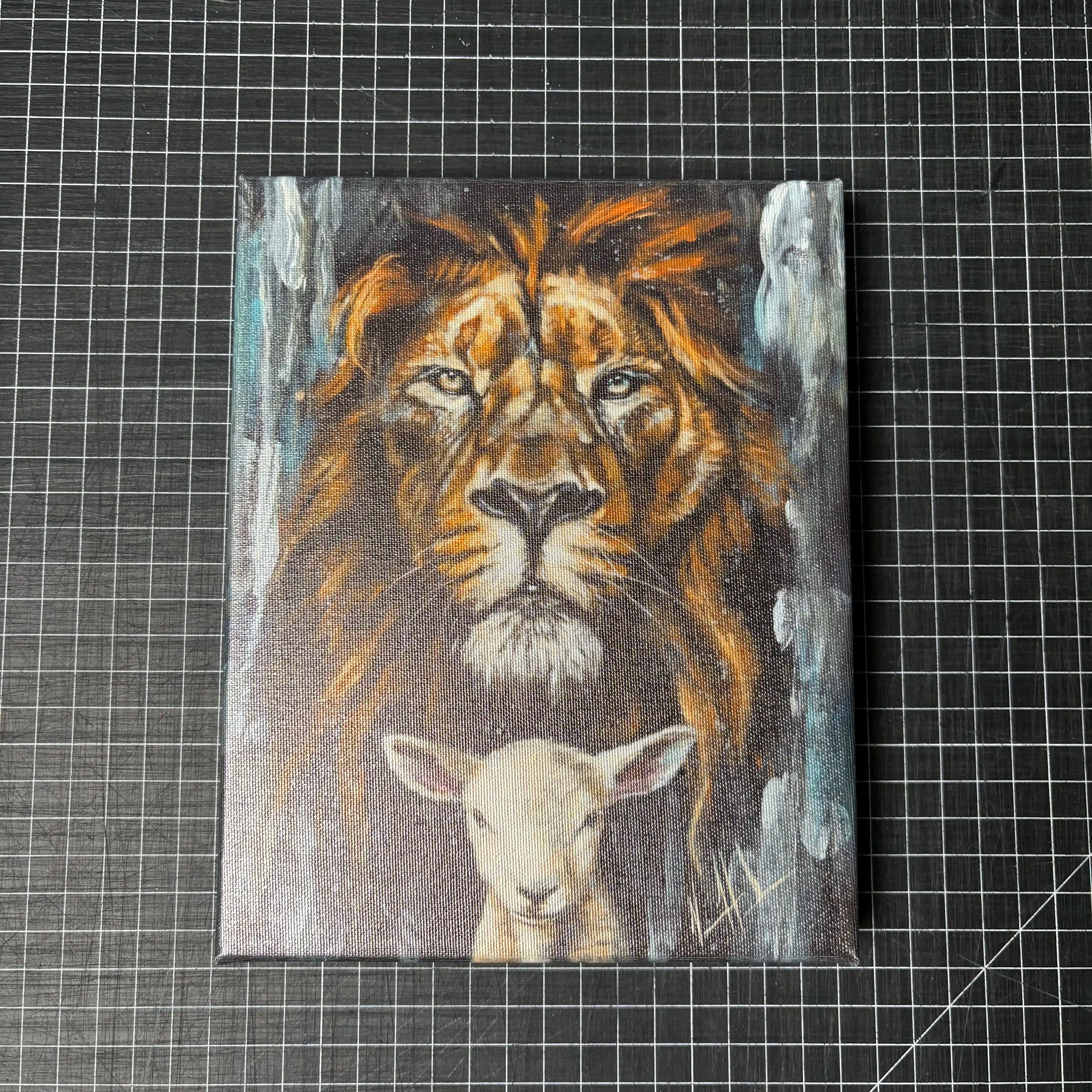 D#. 27 - The Lion and Lamb Passover - 8"x10" Canvas Print Vanessa Horabuena
