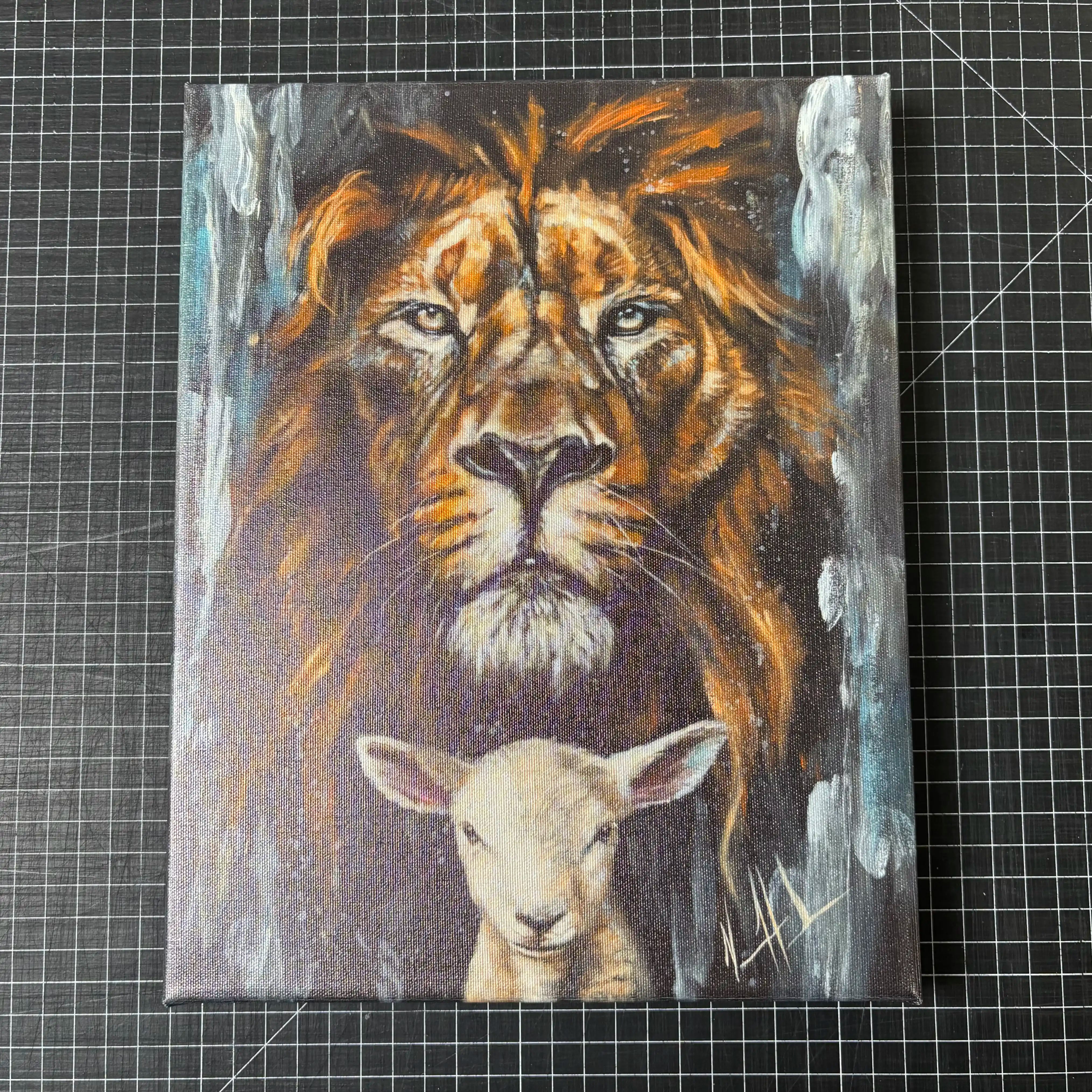 C#. 30 - The Lion and Lamb Passover - 8"x10" Canvas Print Vanessa Horabuena